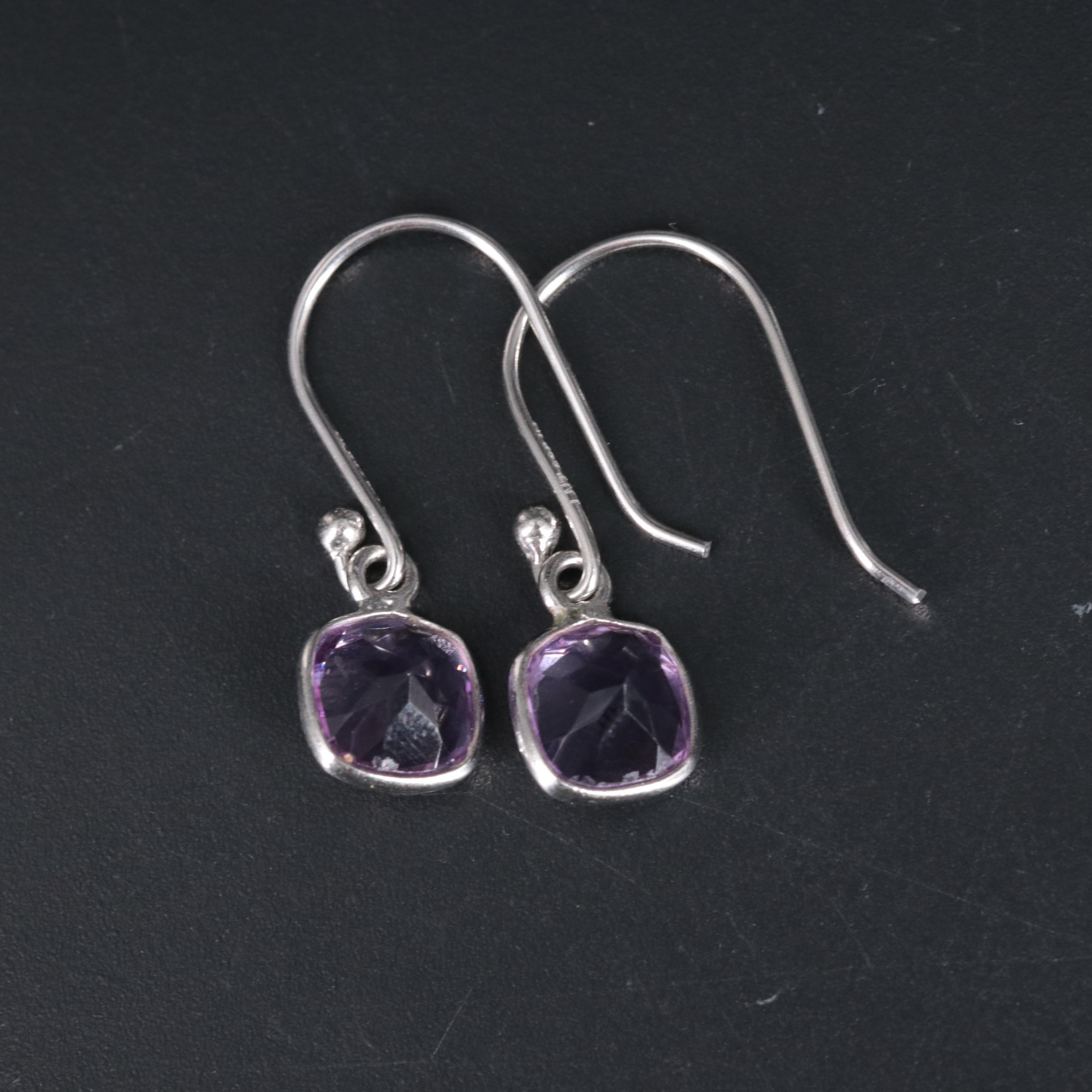 Sterling Silver Amethyst Drop Earrings