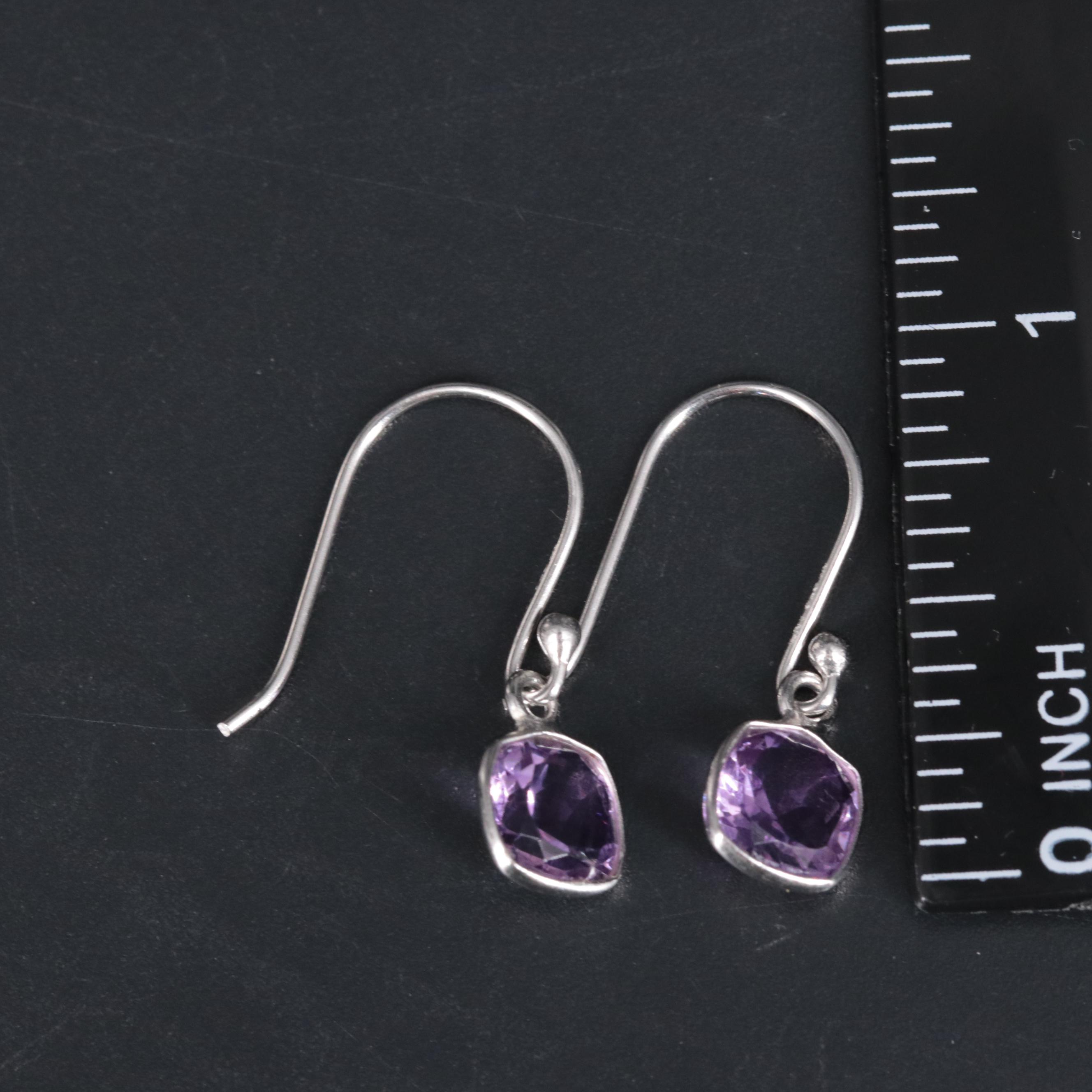 Sterling Silver Amethyst Drop Earrings
