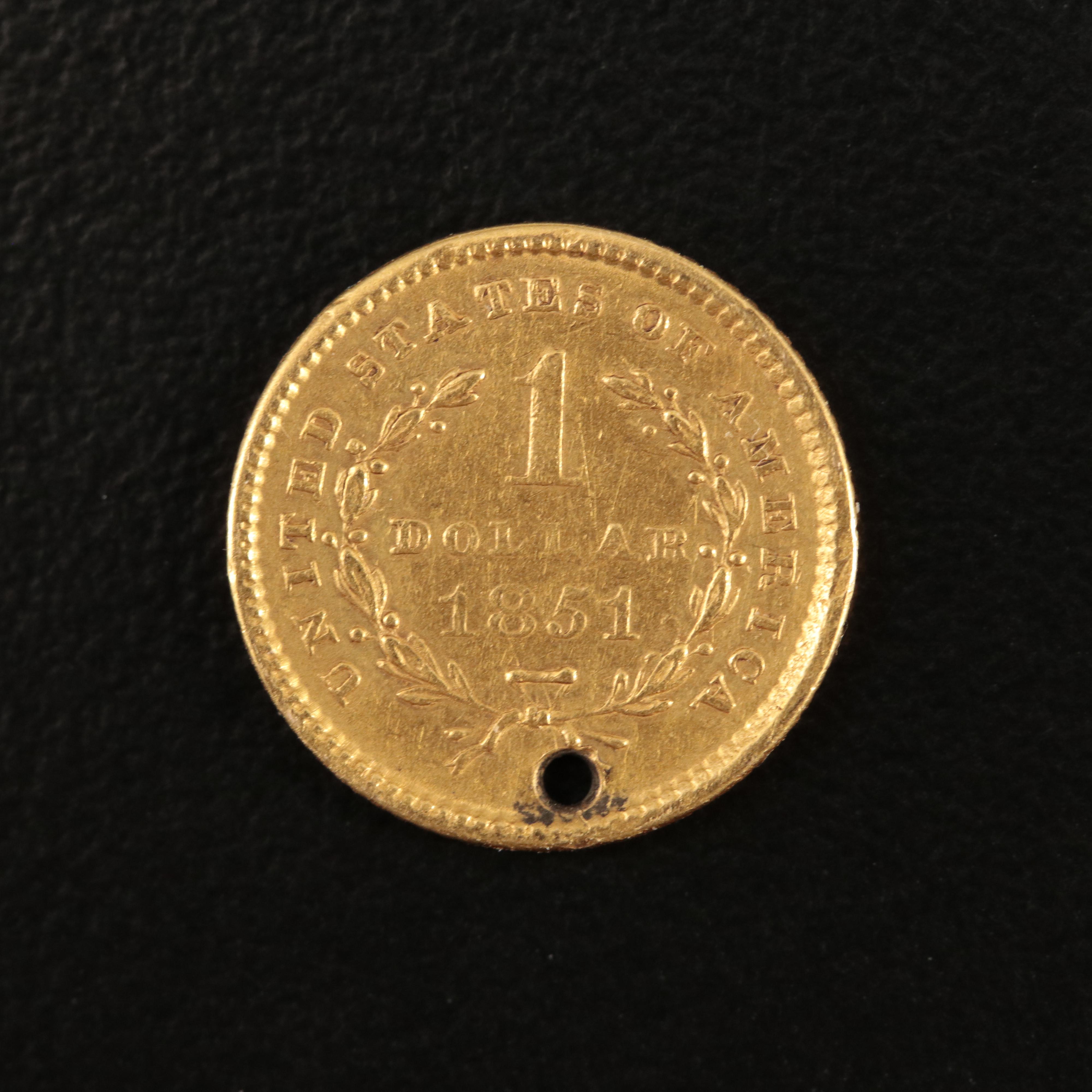 1851 Liberty Head $1 Gold Coin