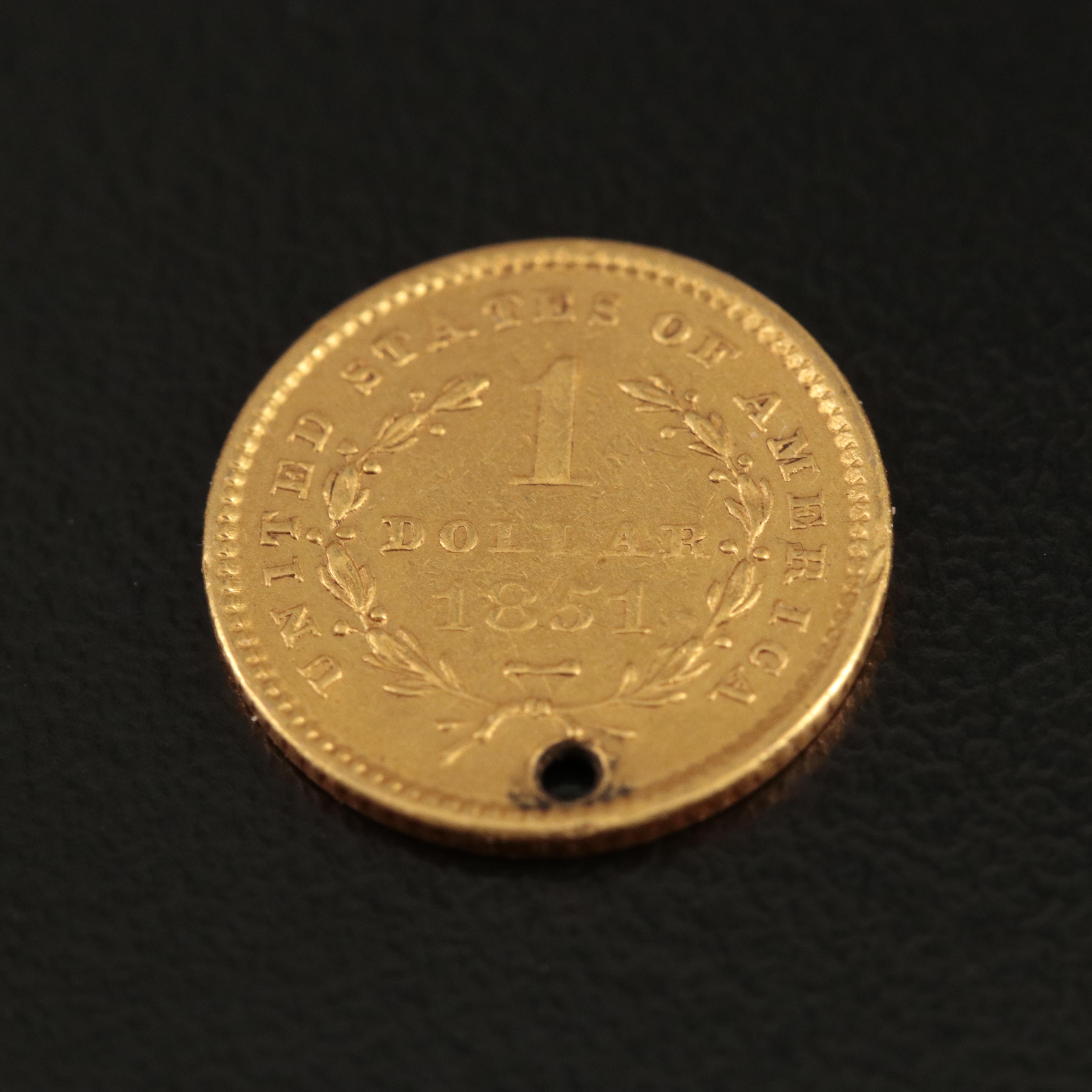1851 Liberty Head $1 Gold Coin