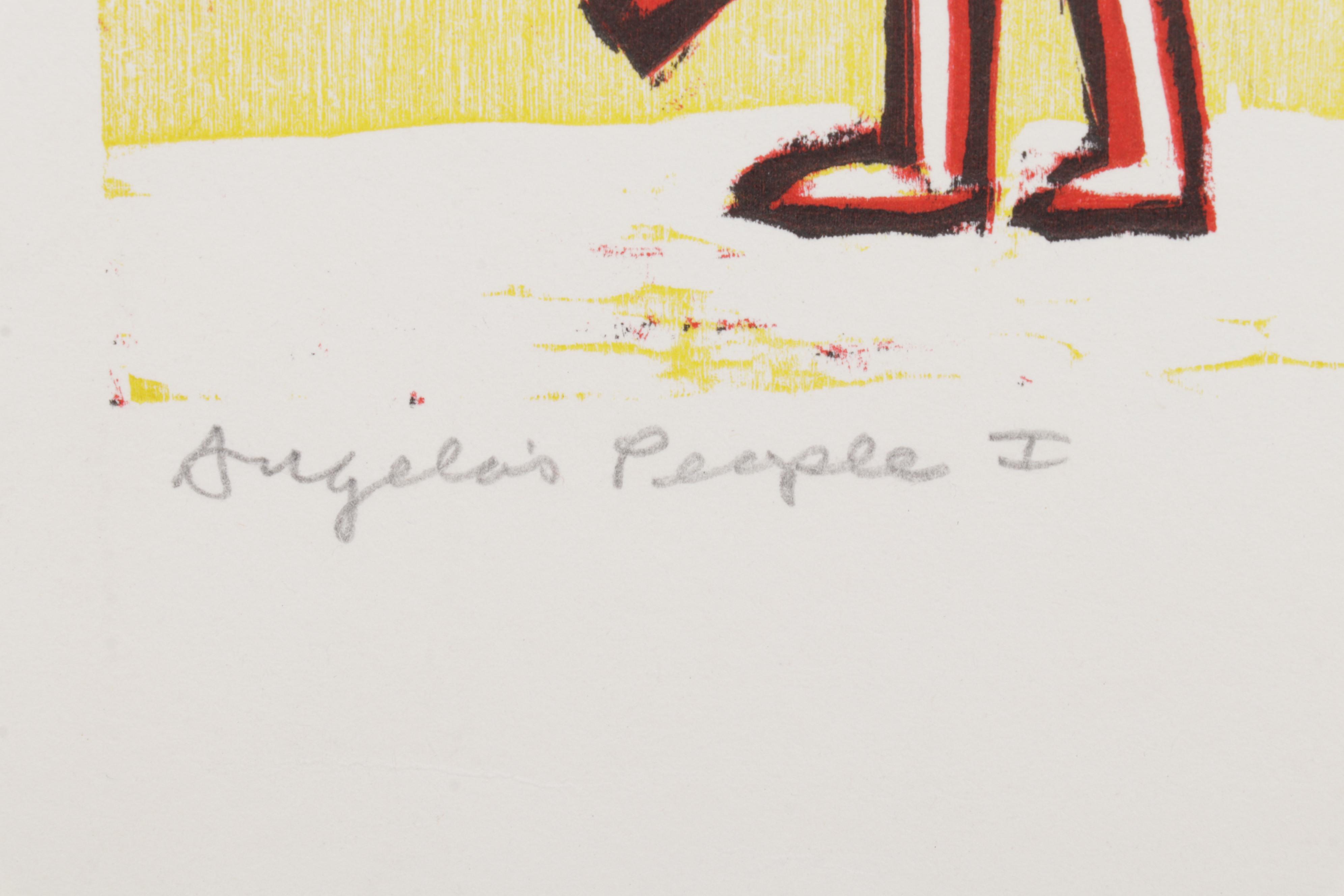 Sidney Chafetz Woodcut "Angela's People I," 1984