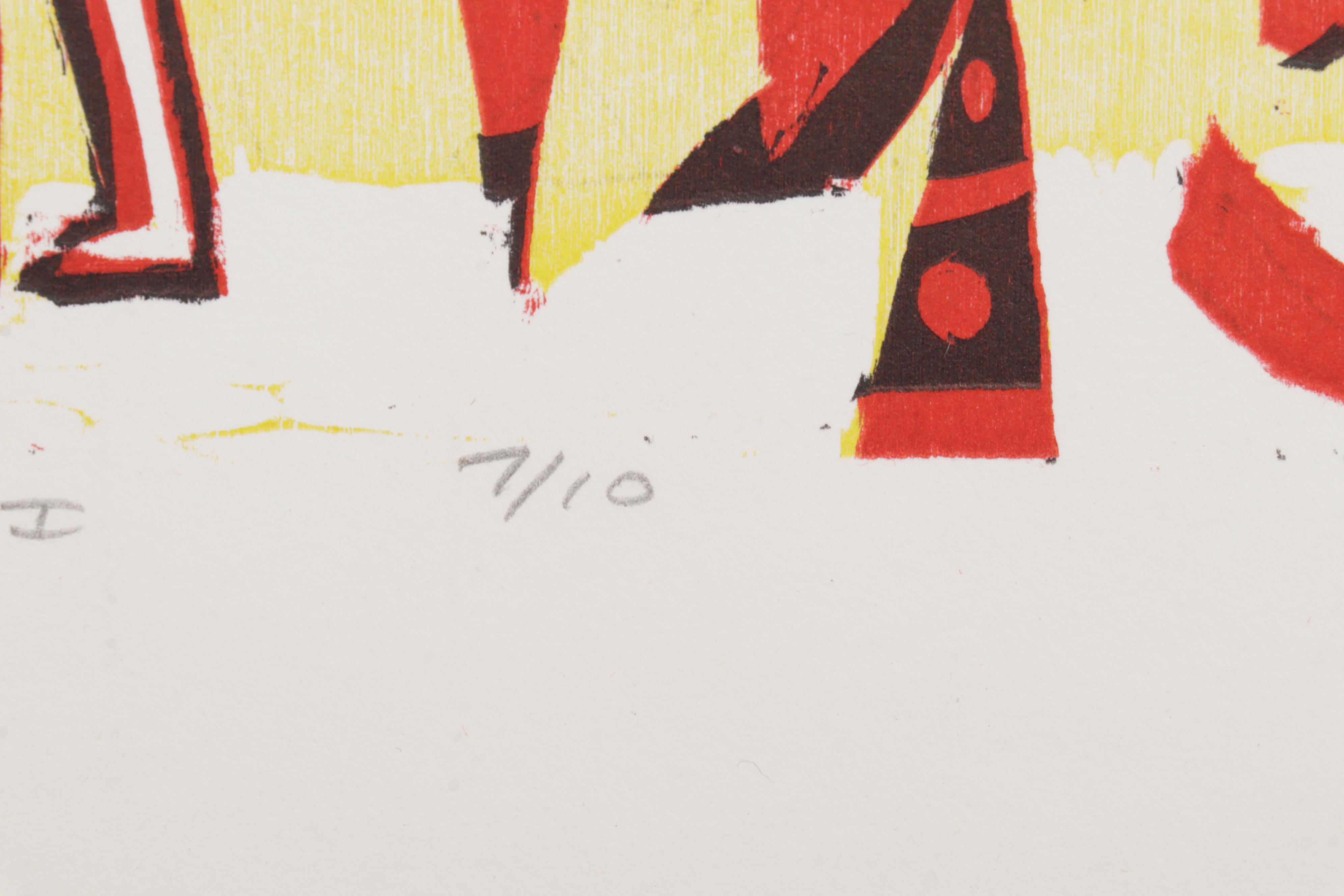 Sidney Chafetz Woodcut "Angela's People I," 1984