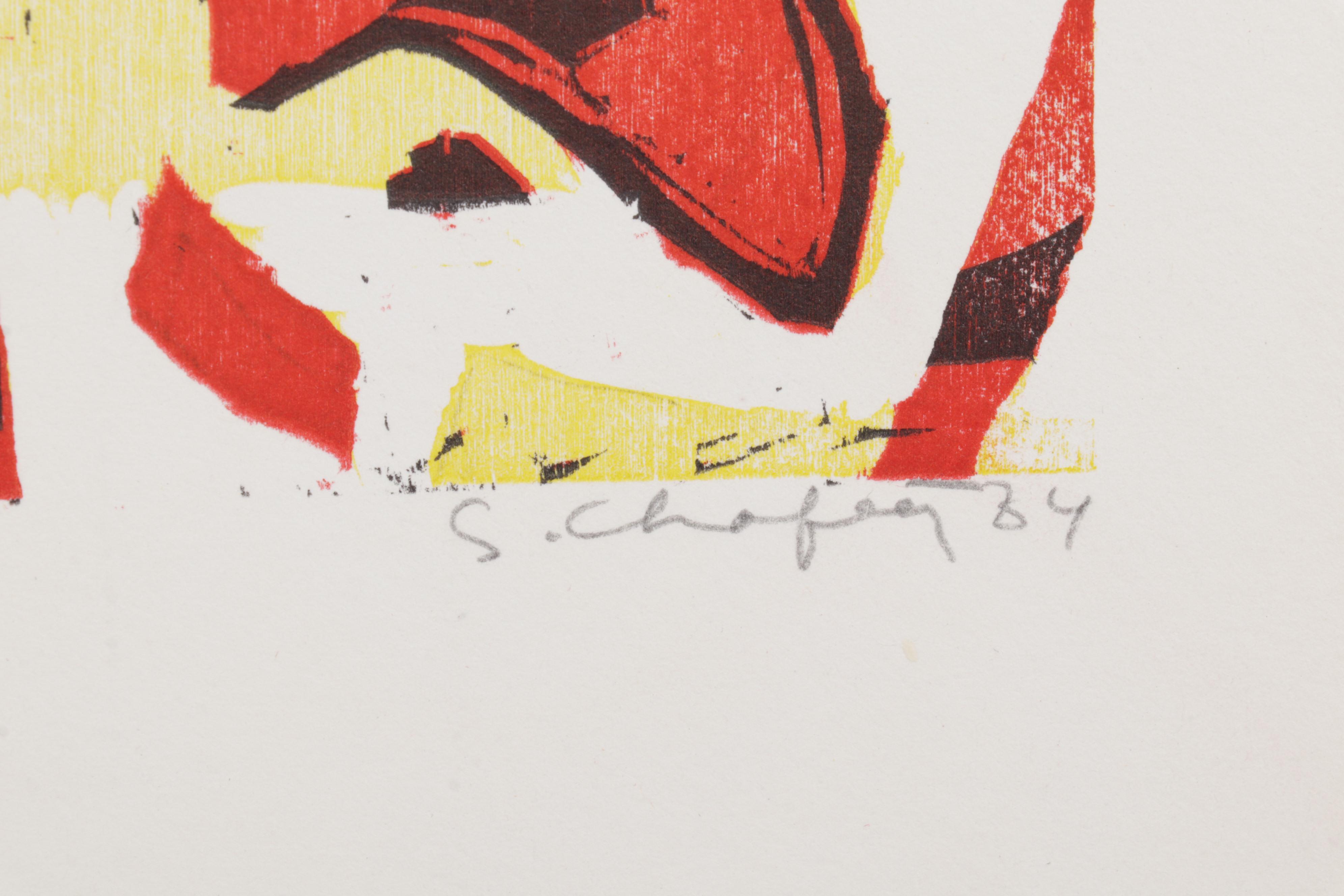 Sidney Chafetz Woodcut "Angela's People I," 1984