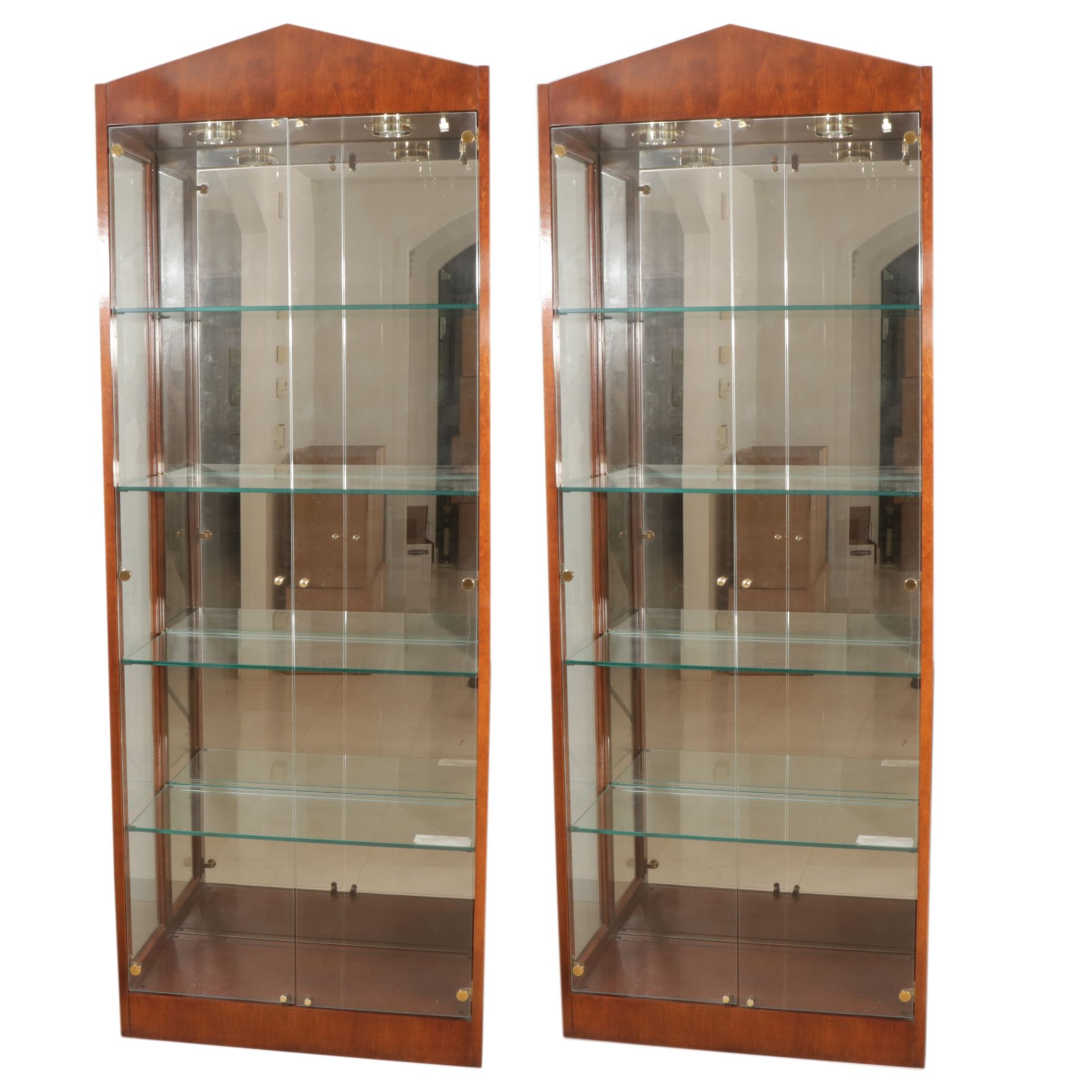 Henredon "Scene 4" Parquetry Illuminated Display Cabinets