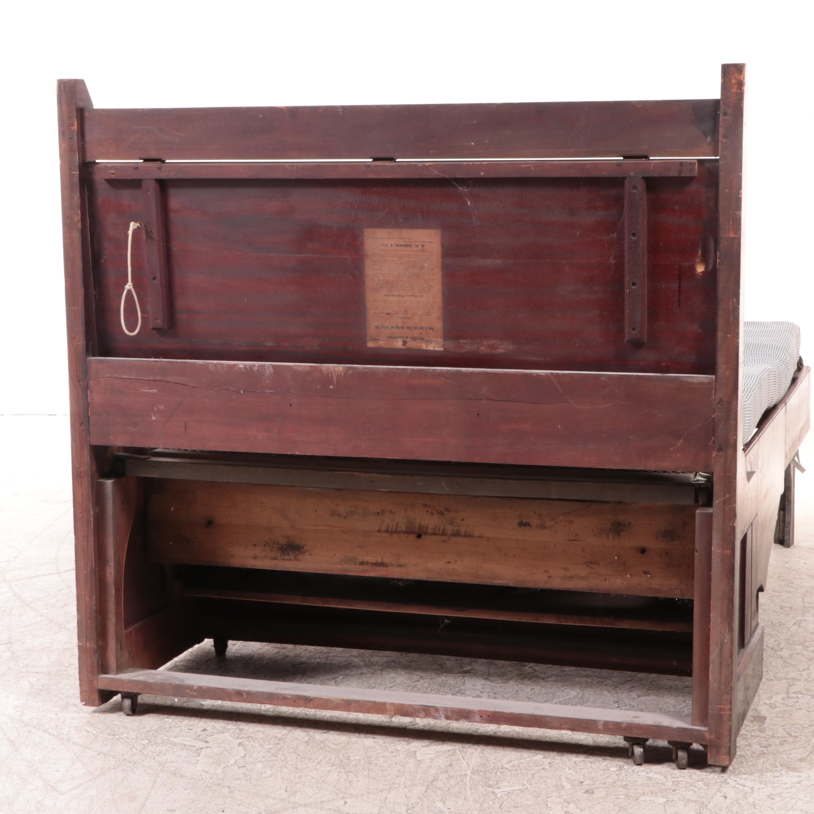 A.H. Andrews Victorian Eastlake Birch "Murphy" Bed in 3/4 Size