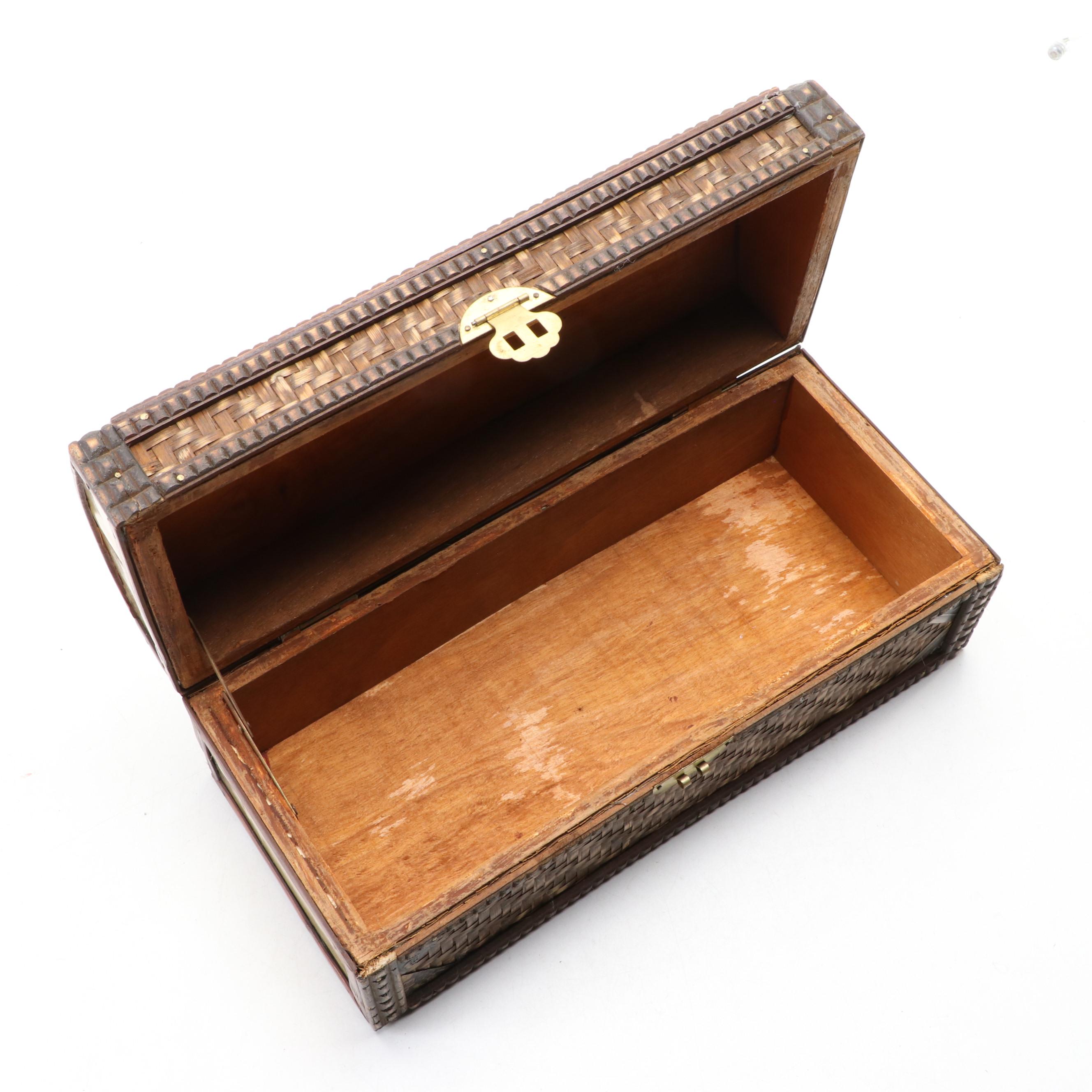 Wooden Domed Lid Chest with Brass Accents