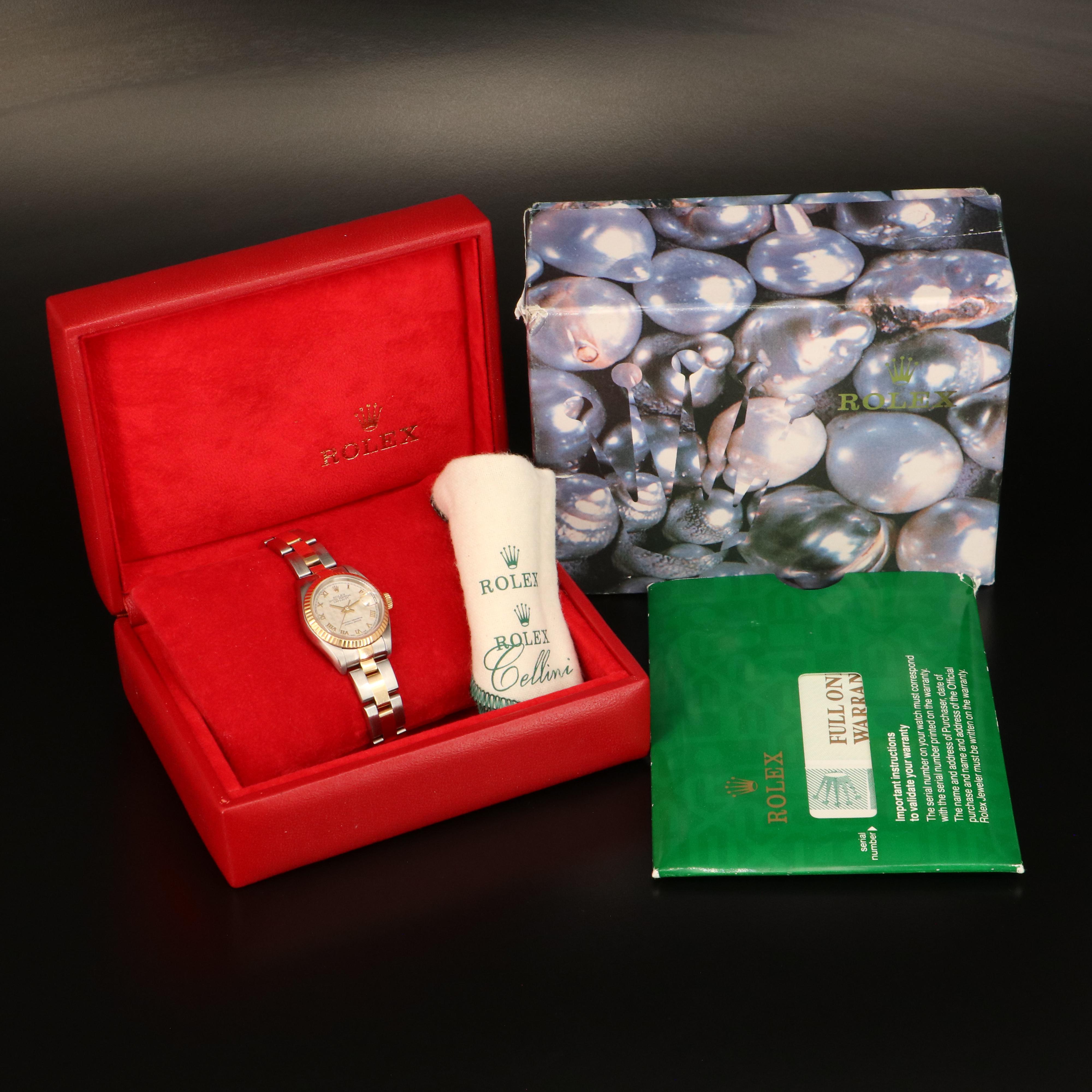 1998 - 2000 Rolex Datejust Ivory Pyramid Roman Dial Watch