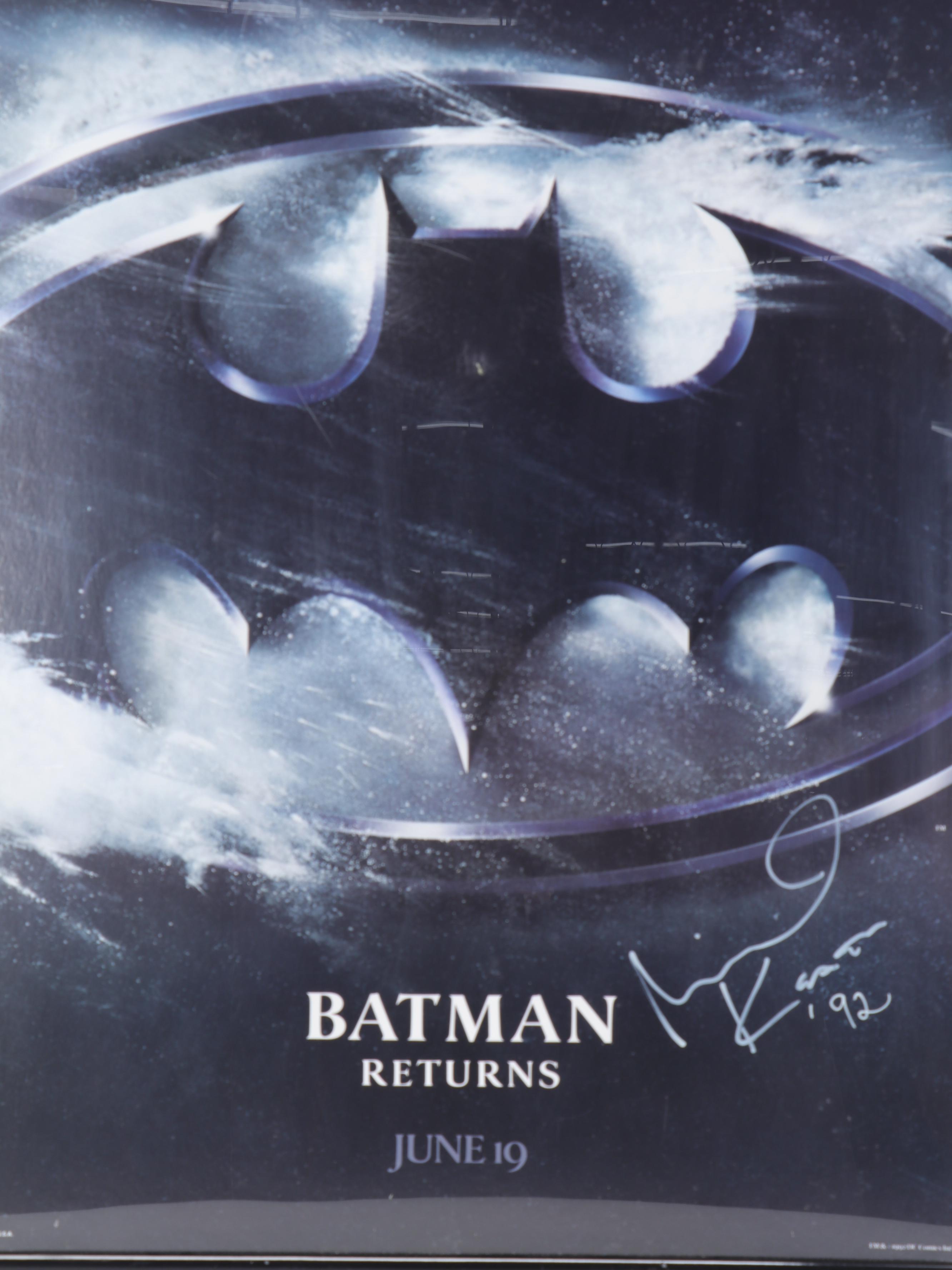 Michael Keaton Signed "Batman Returns" Framed Movie Poster, 1992