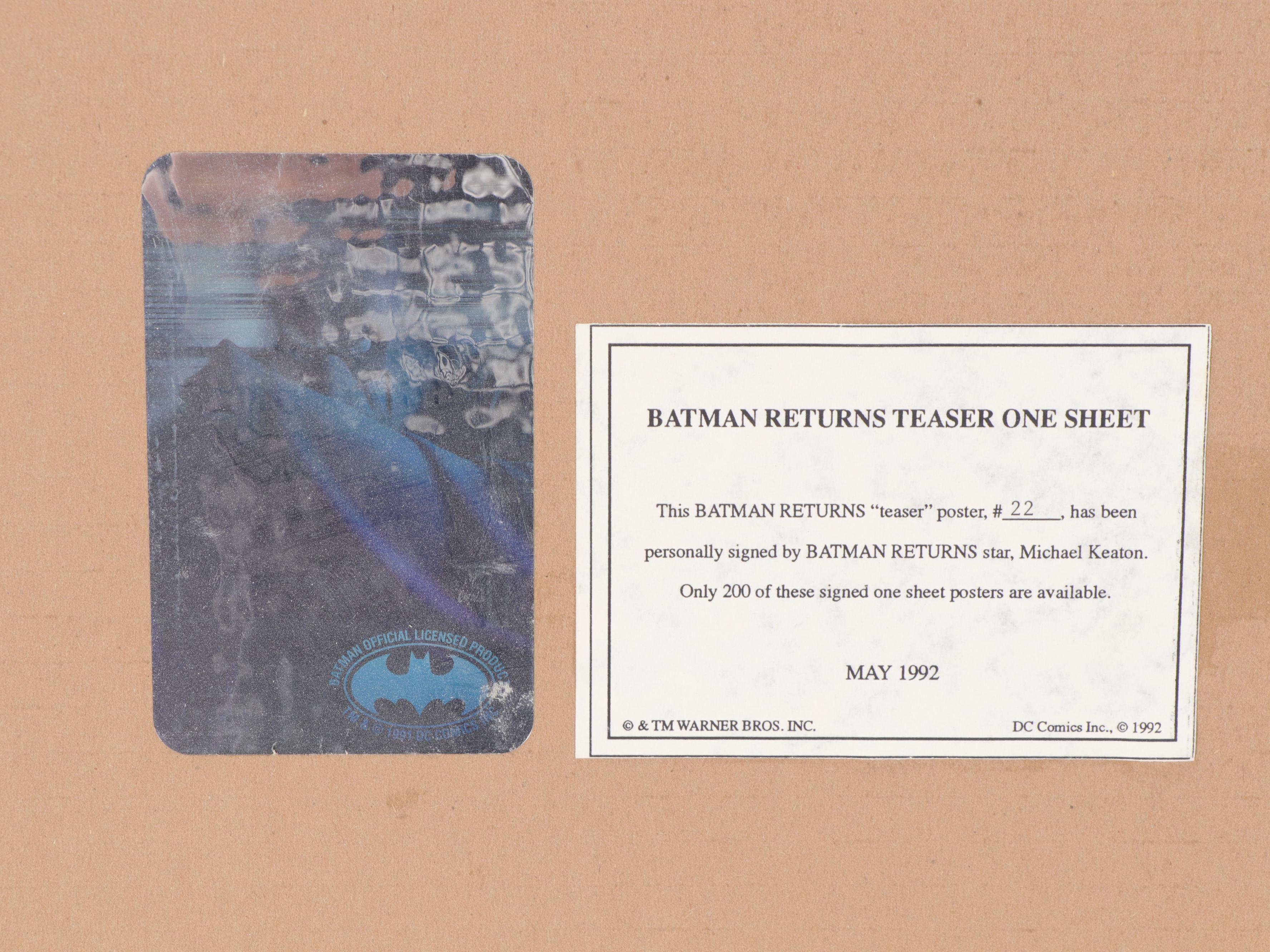 Michael Keaton Signed "Batman Returns" Framed Movie Poster, 1992