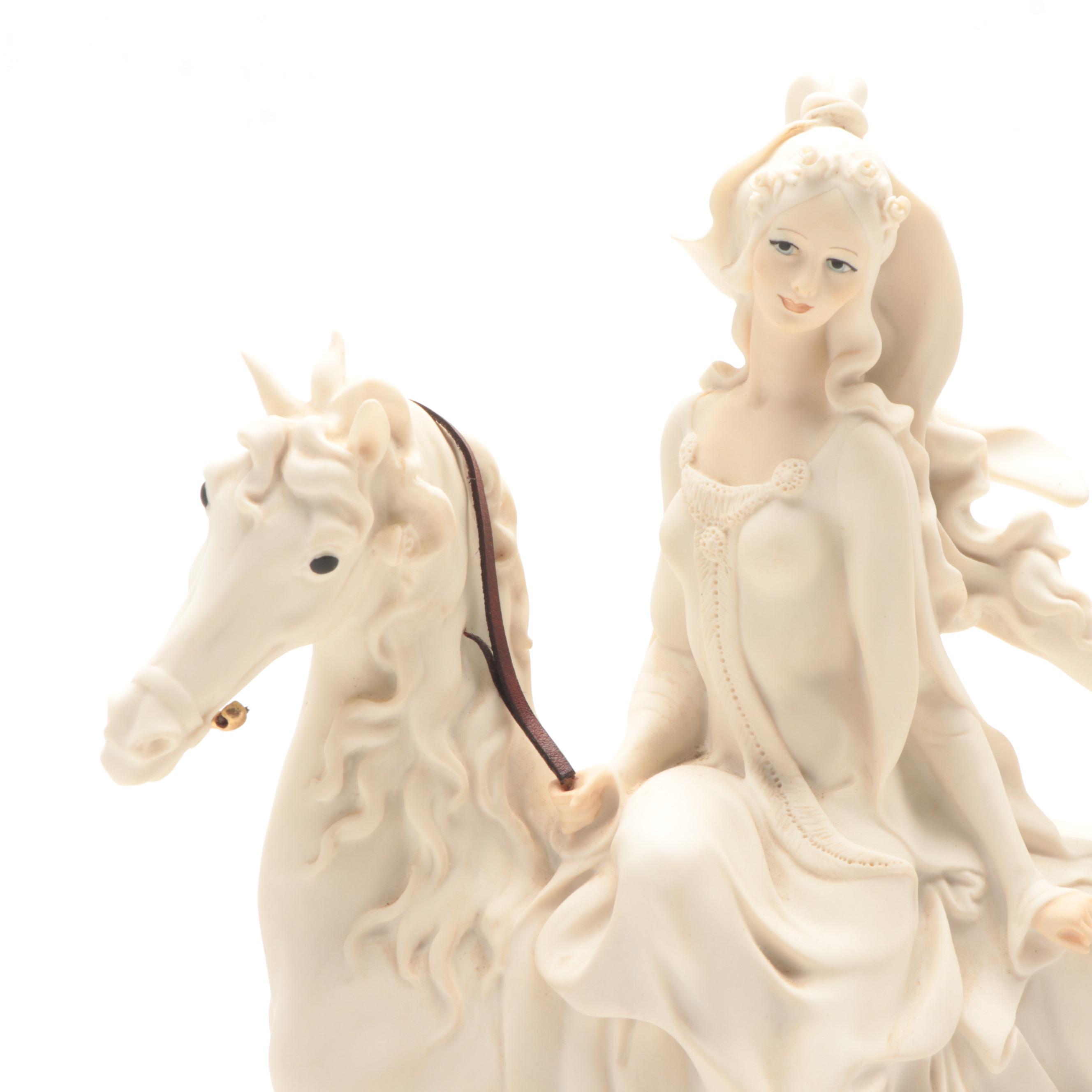 Giuseppe Armani "Lady Riding Horse" Resin Figurine on Base