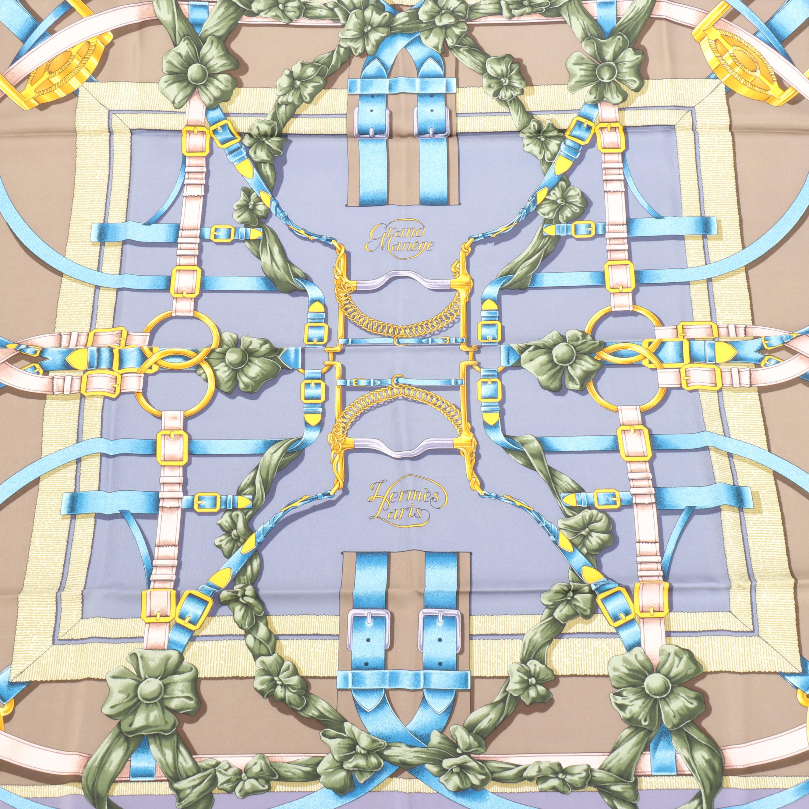 Hermès "Grand Manège" Silk Twill Scarf 90