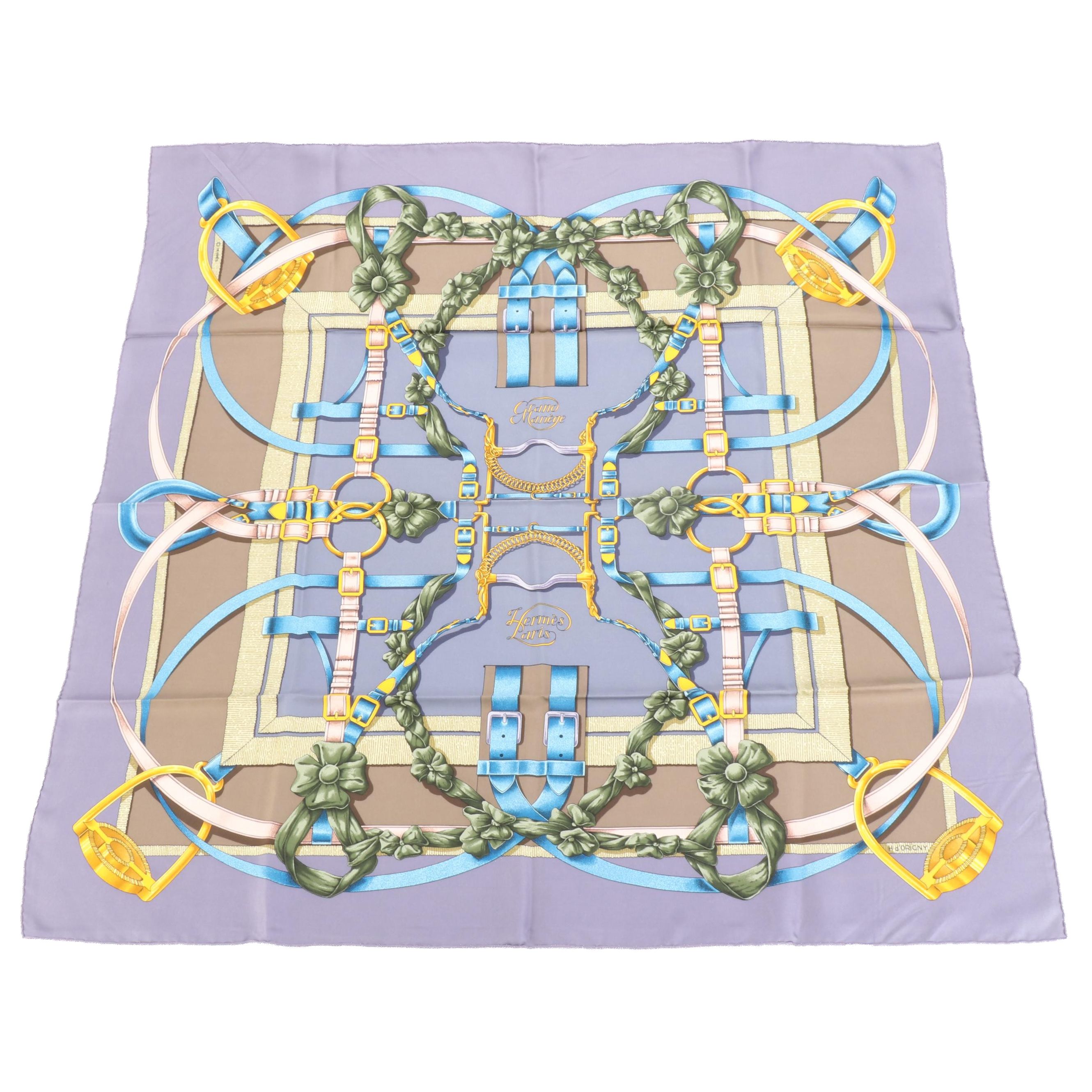 Hermès "Grand Manège" Silk Twill Scarf 90