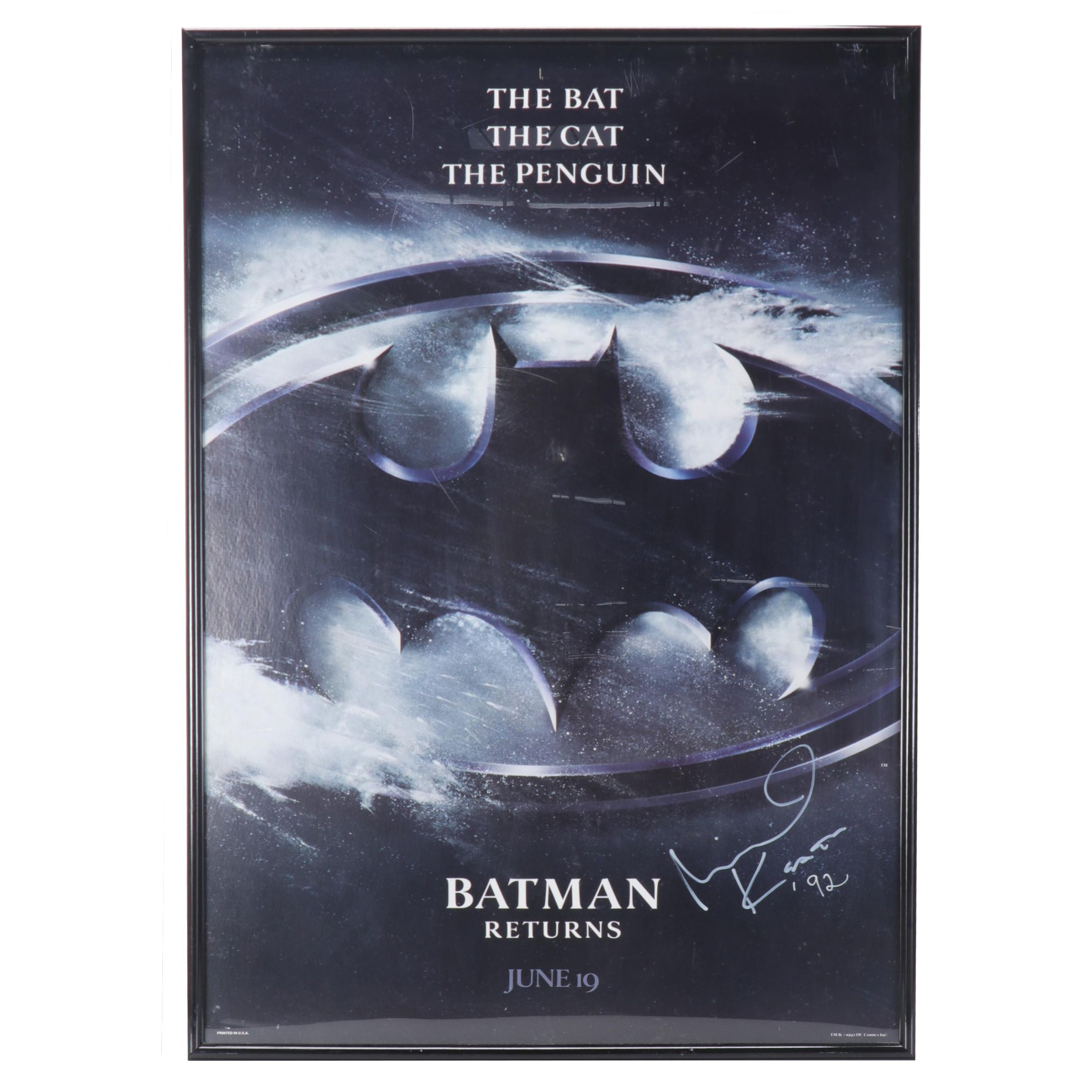Michael Keaton Signed "Batman Returns" Framed Movie Poster, 1992