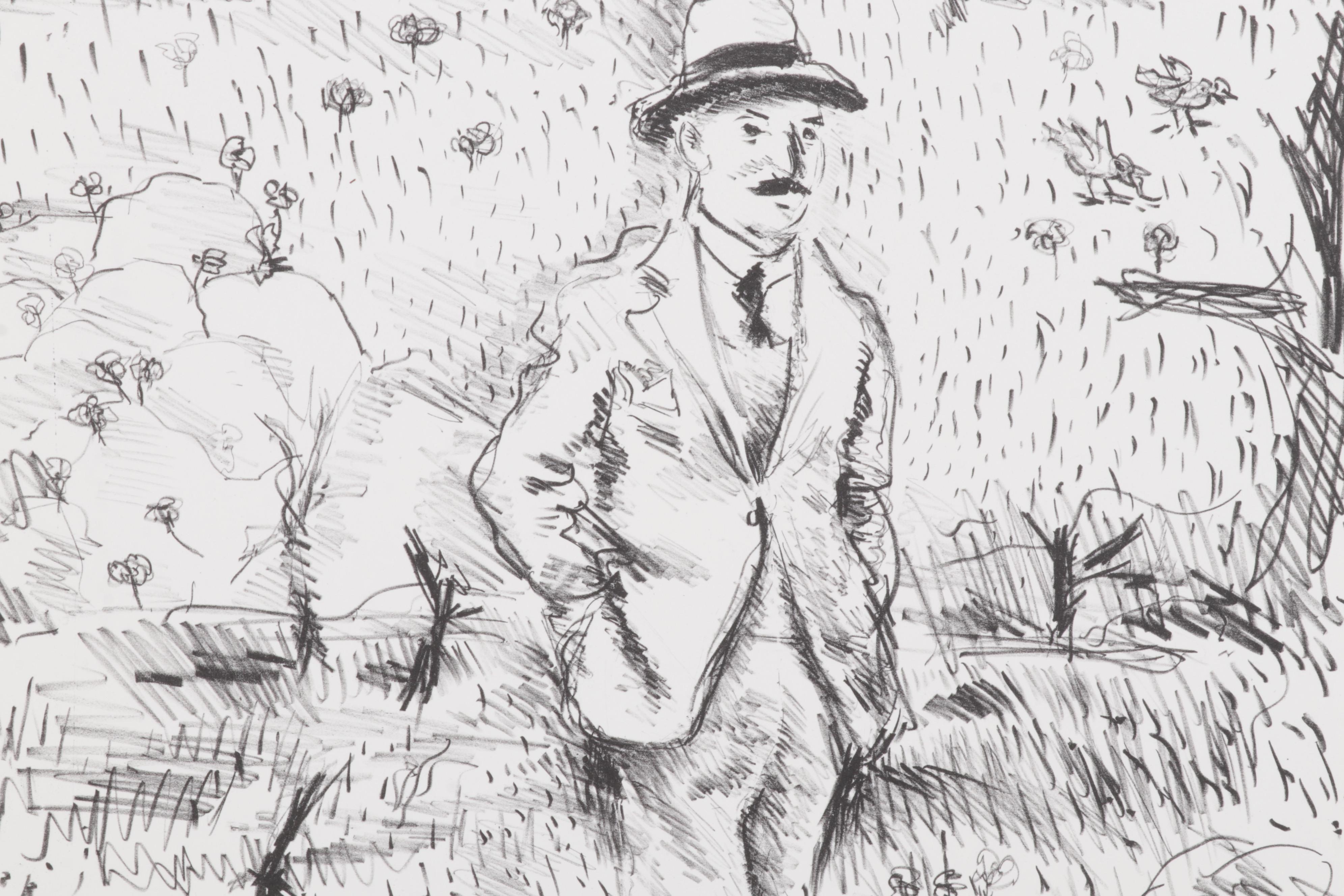 Sidney Chafetz Portrait Lithograph "Nathanael West," 1981