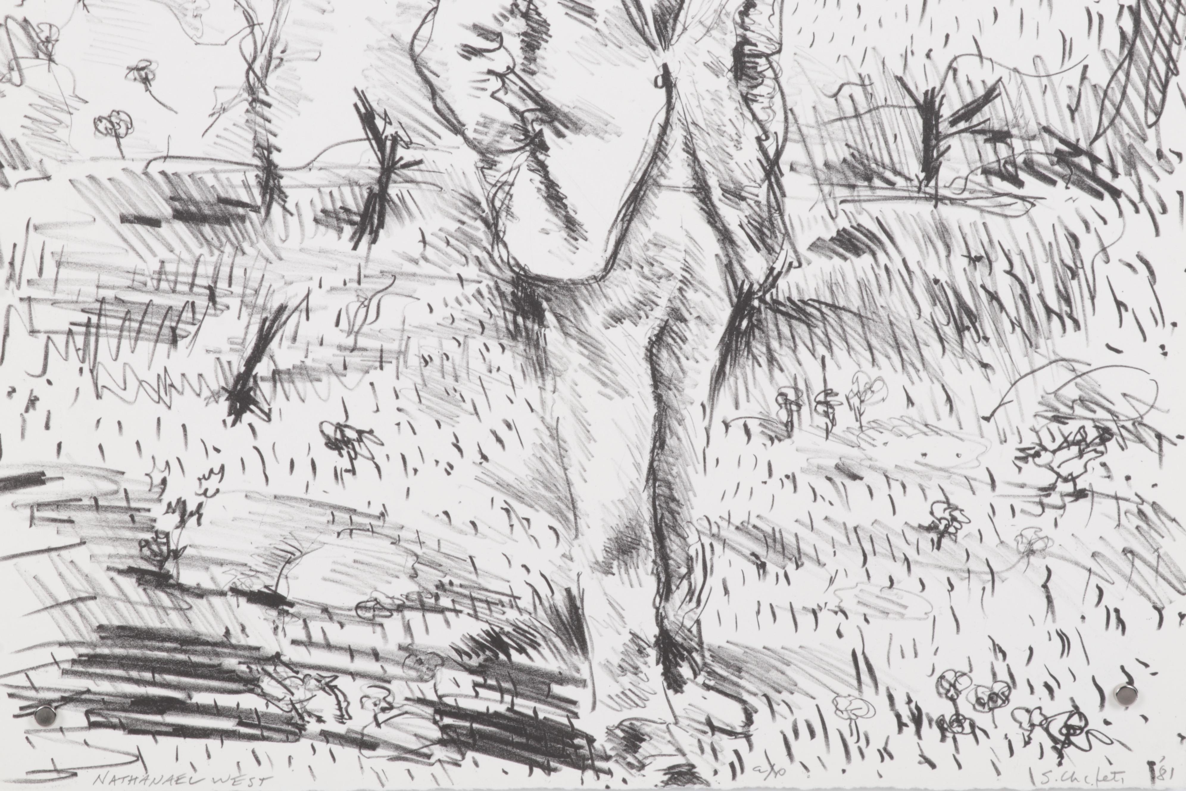 Sidney Chafetz Portrait Lithograph "Nathanael West," 1981