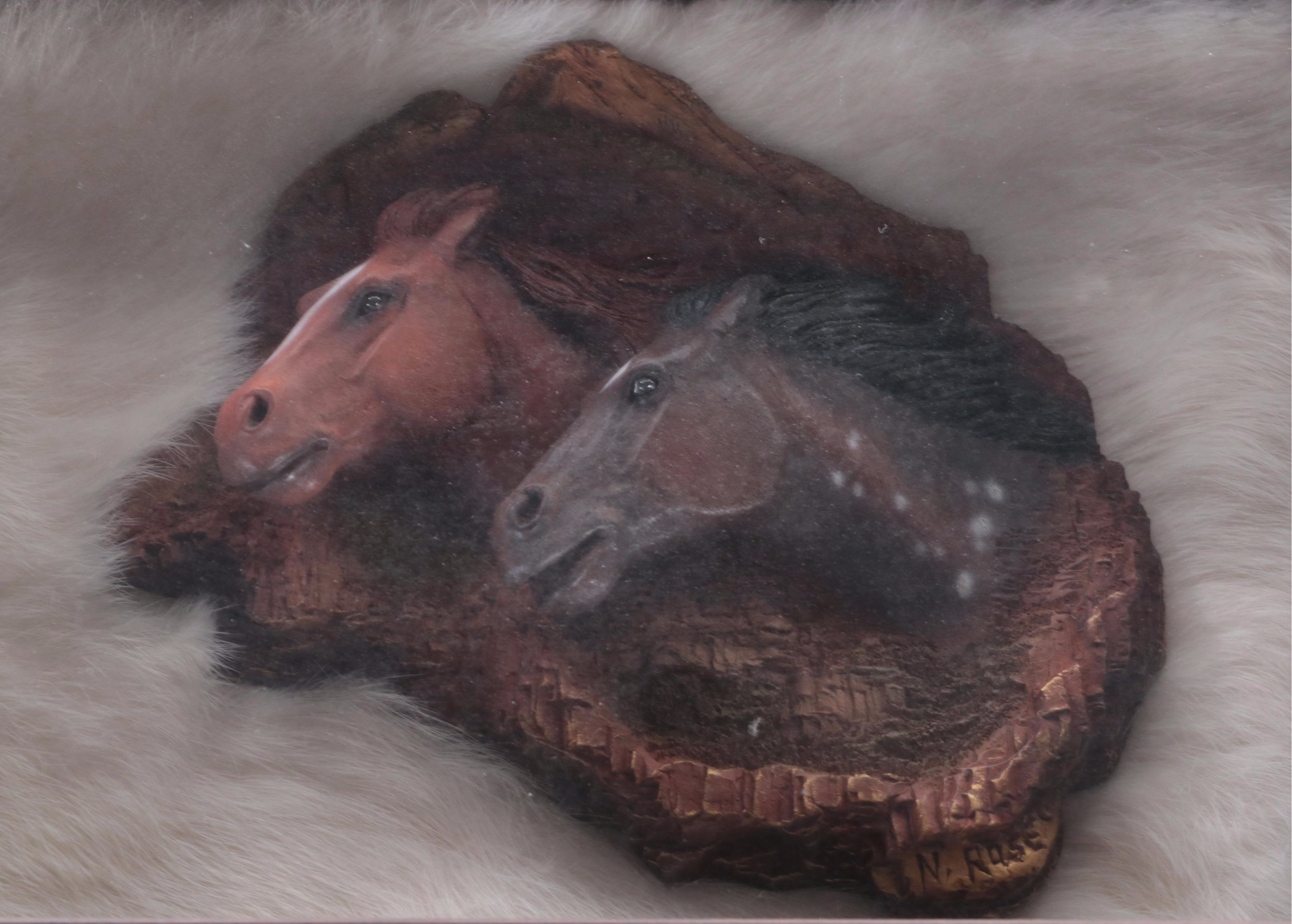 Neil J. Rose Resin Relief Sculptures of Man and Horses