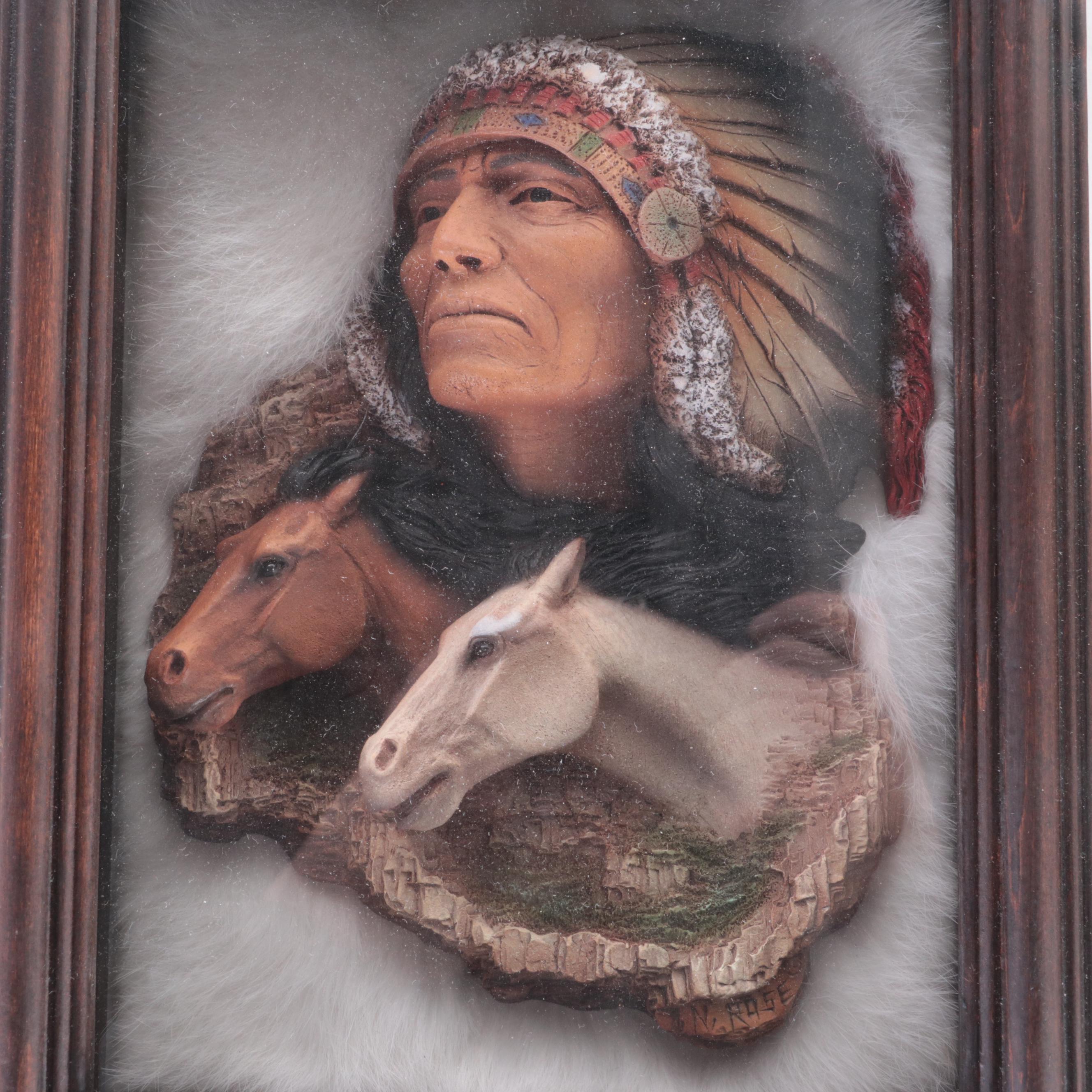 Neil J. Rose Resin Relief Sculptures of Man and Horses