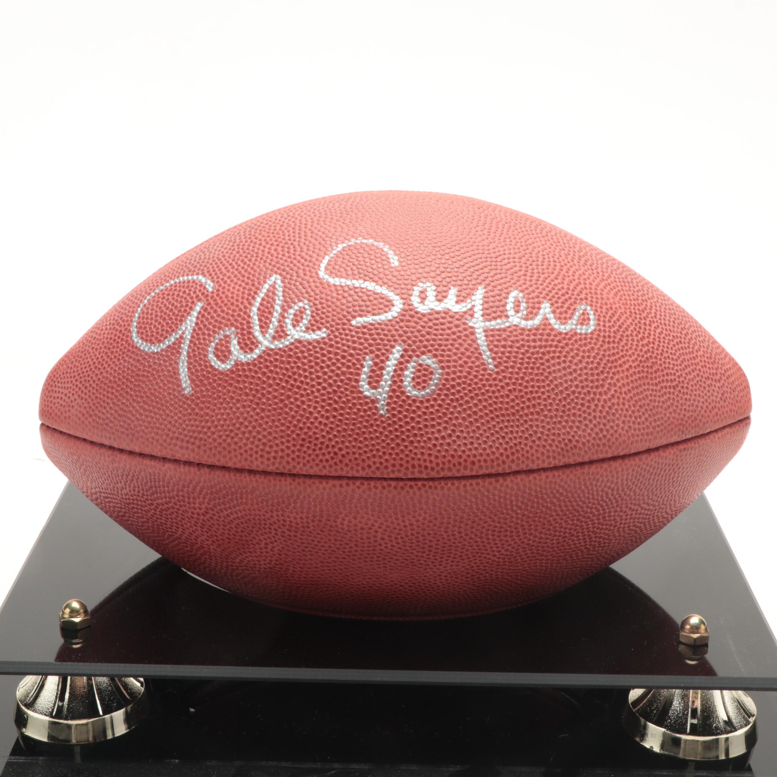 Chicago Bears Gale Sayers #40 Signed Wilson Football in Display Case