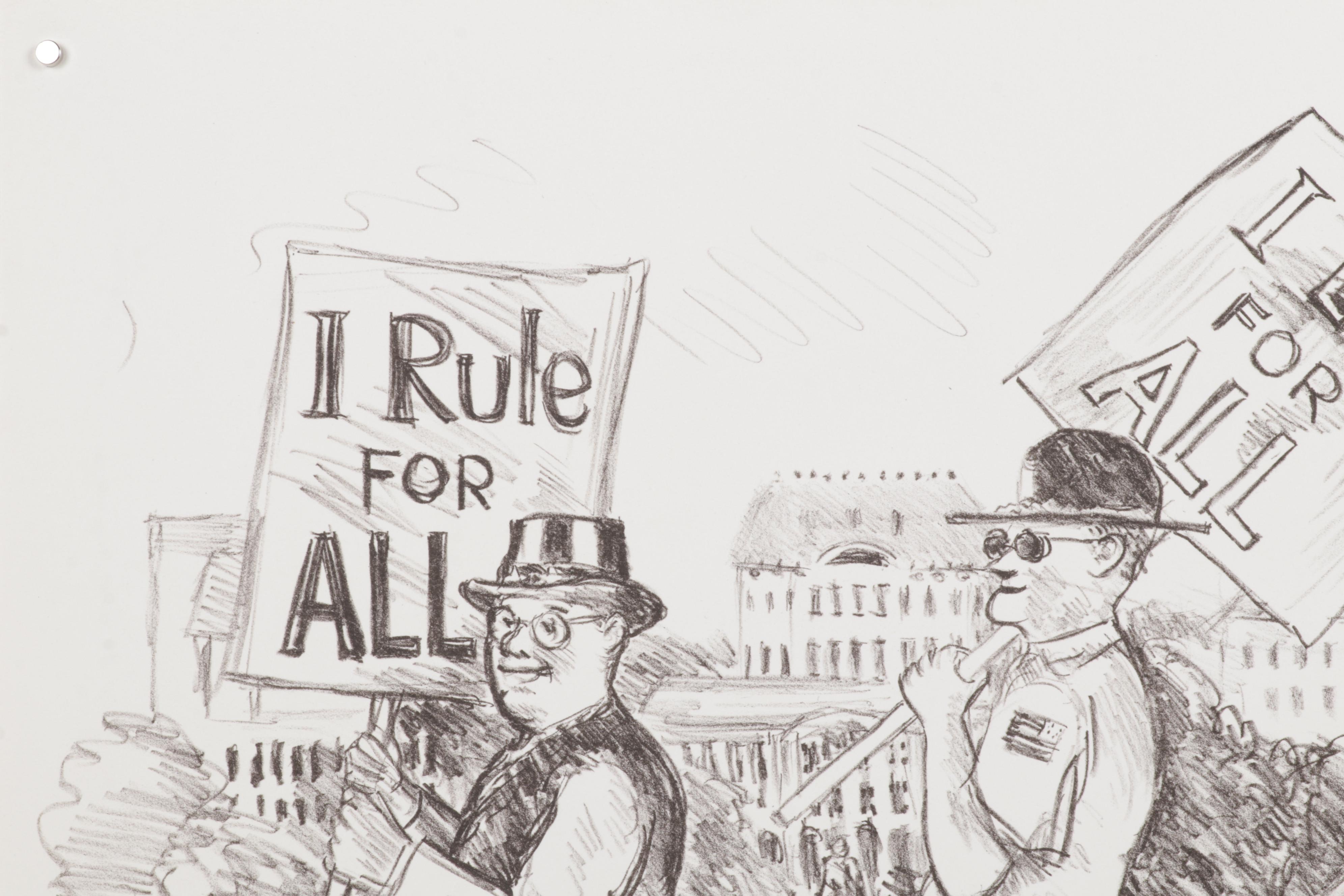 Sidney Chafetz Lithograph "Pickets," 1987