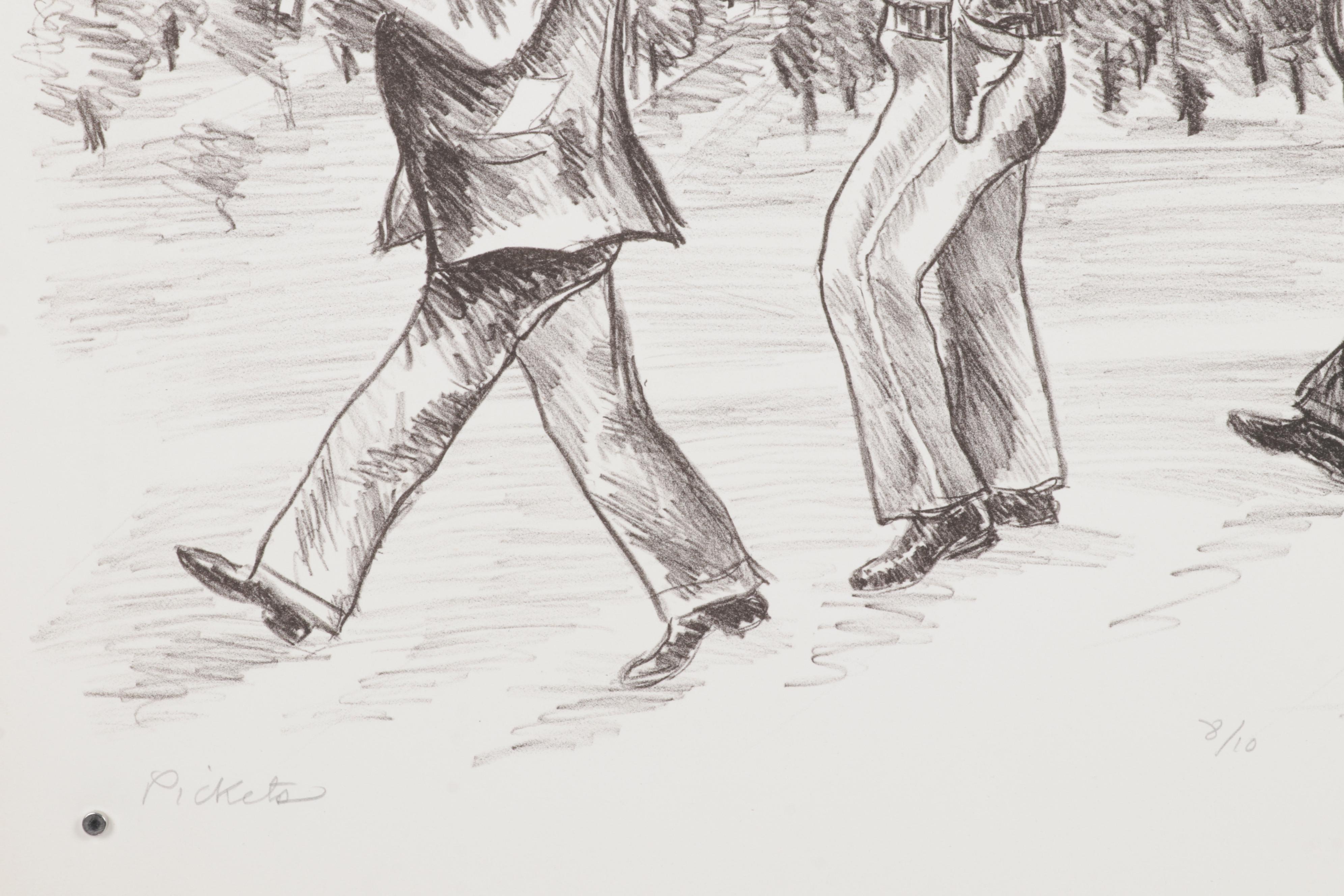 Sidney Chafetz Lithograph "Pickets," 1987