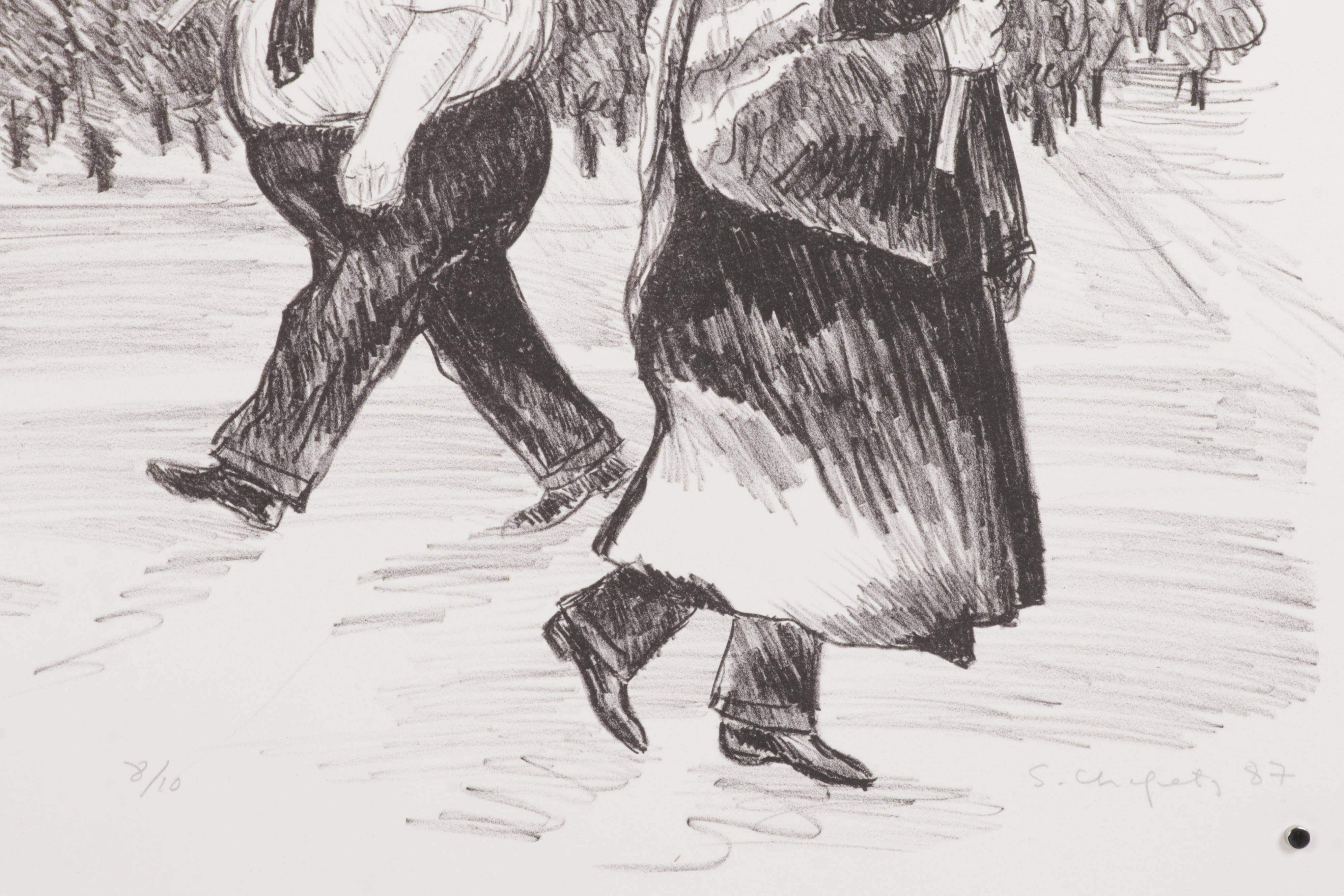 Sidney Chafetz Lithograph "Pickets," 1987