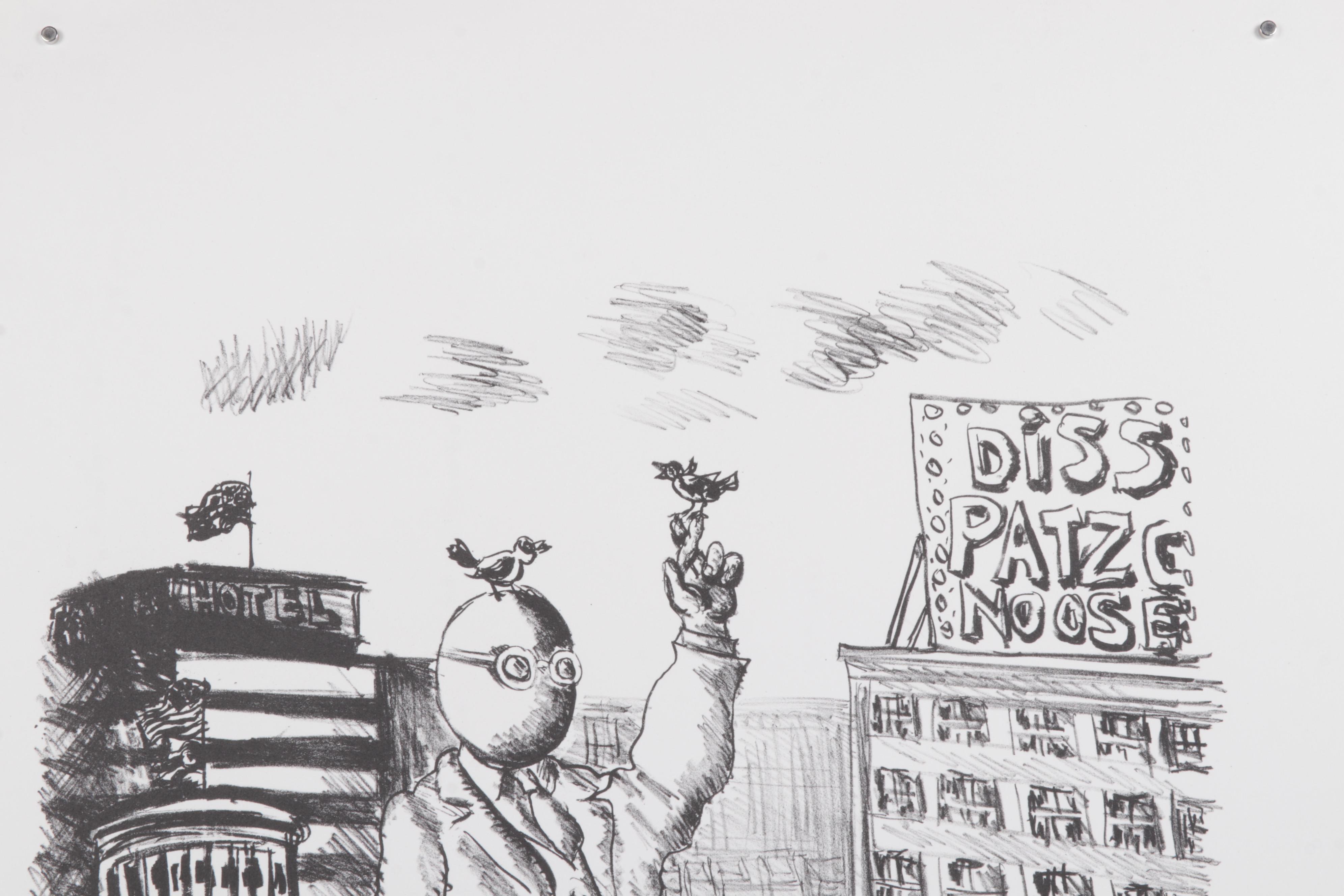 Sidney Chafetz Lithograph "Monumental Ephemera," 1985