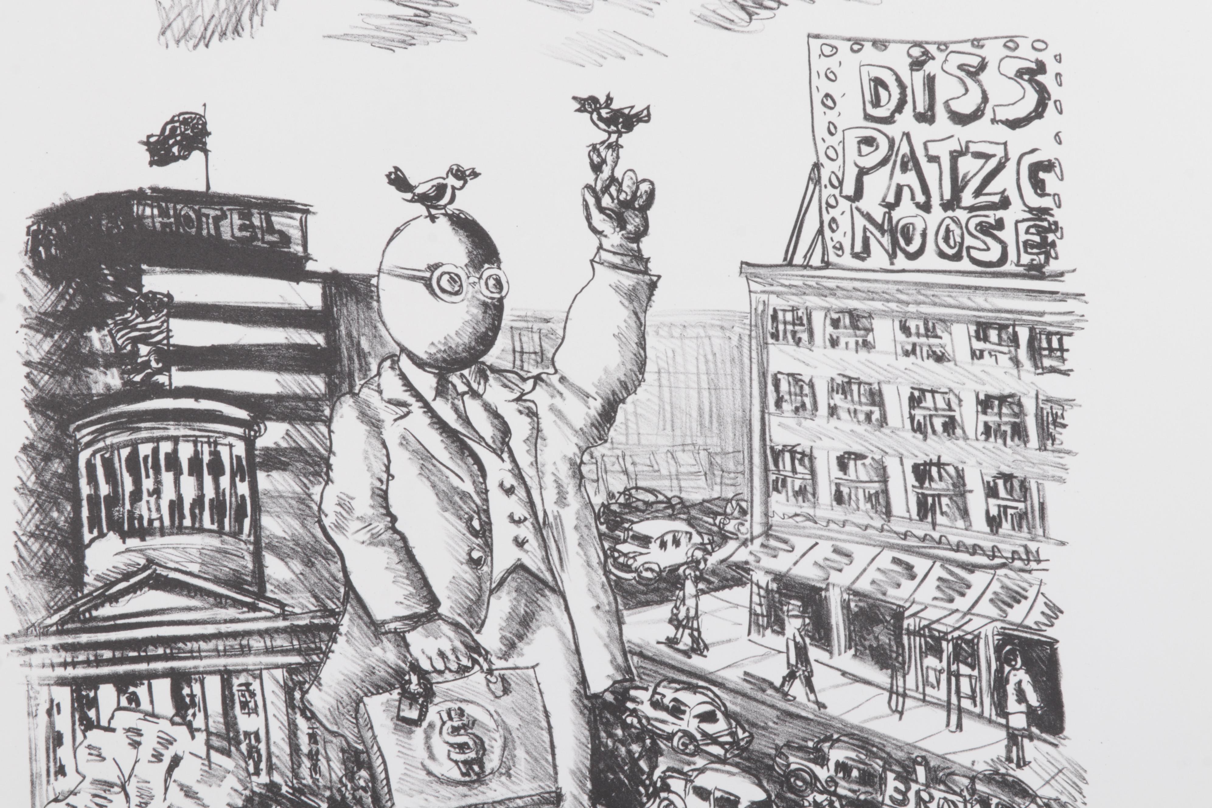 Sidney Chafetz Lithograph "Monumental Ephemera," 1985