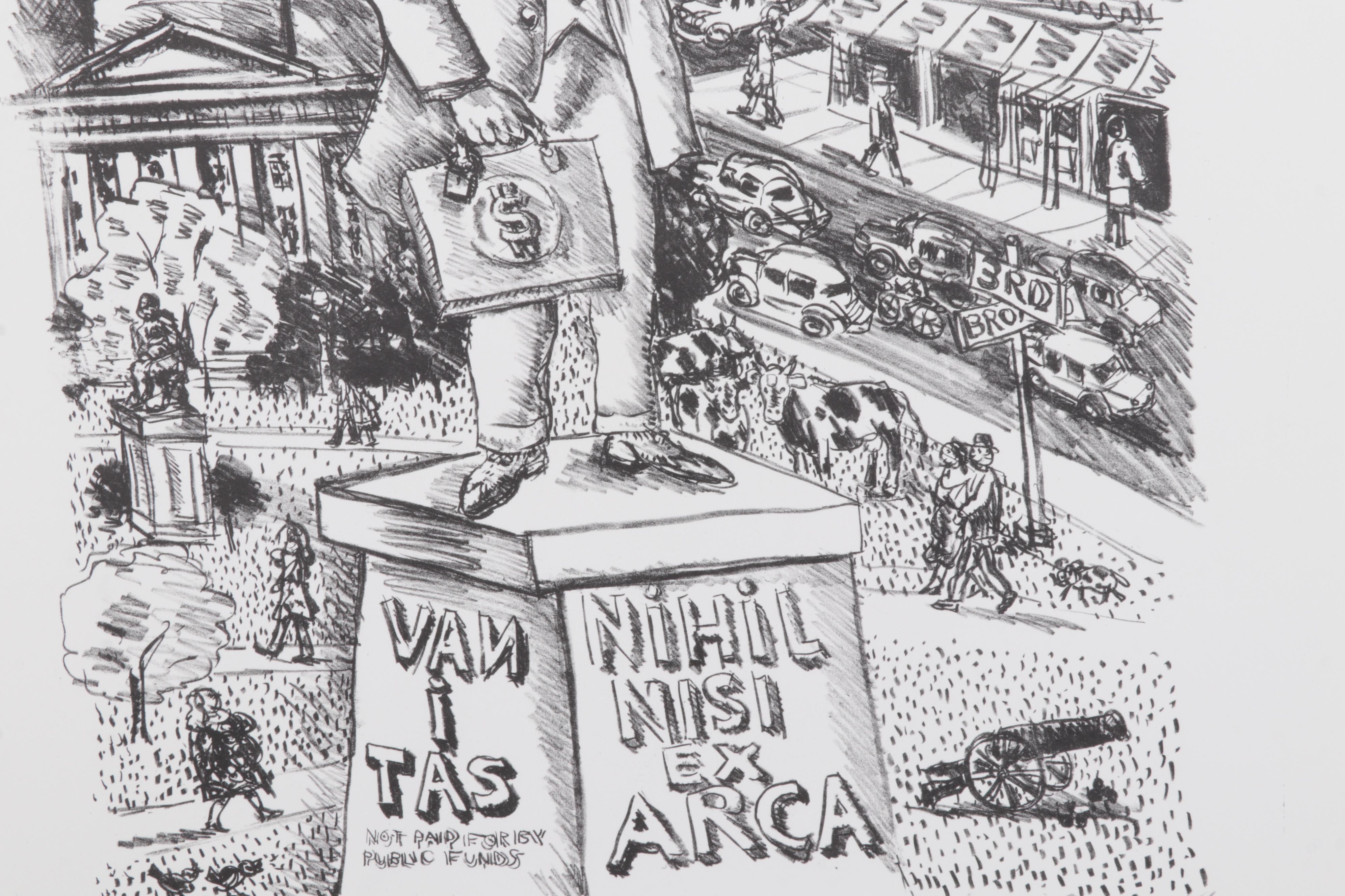 Sidney Chafetz Lithograph "Monumental Ephemera," 1985