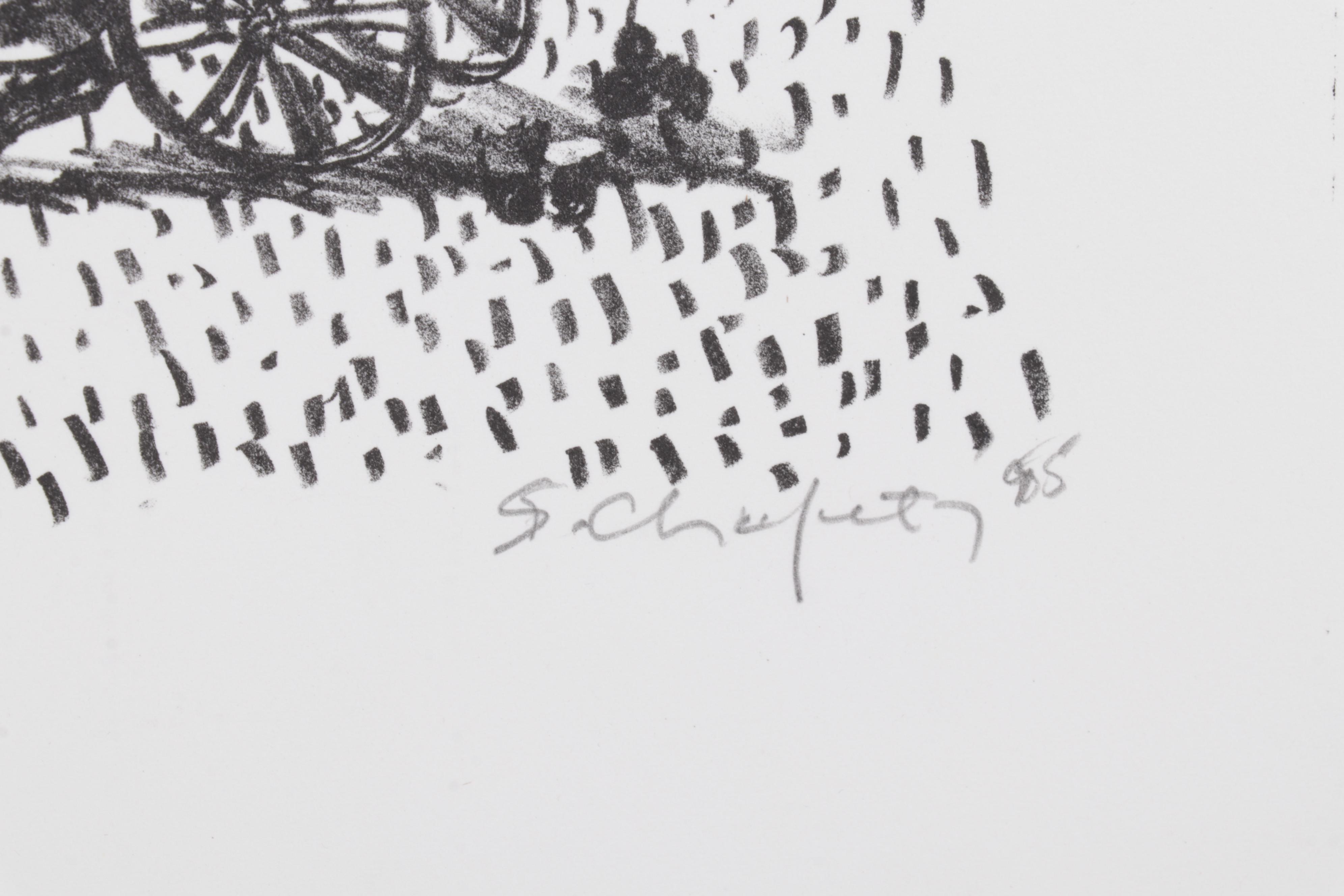 Sidney Chafetz Lithograph "Monumental Ephemera," 1985