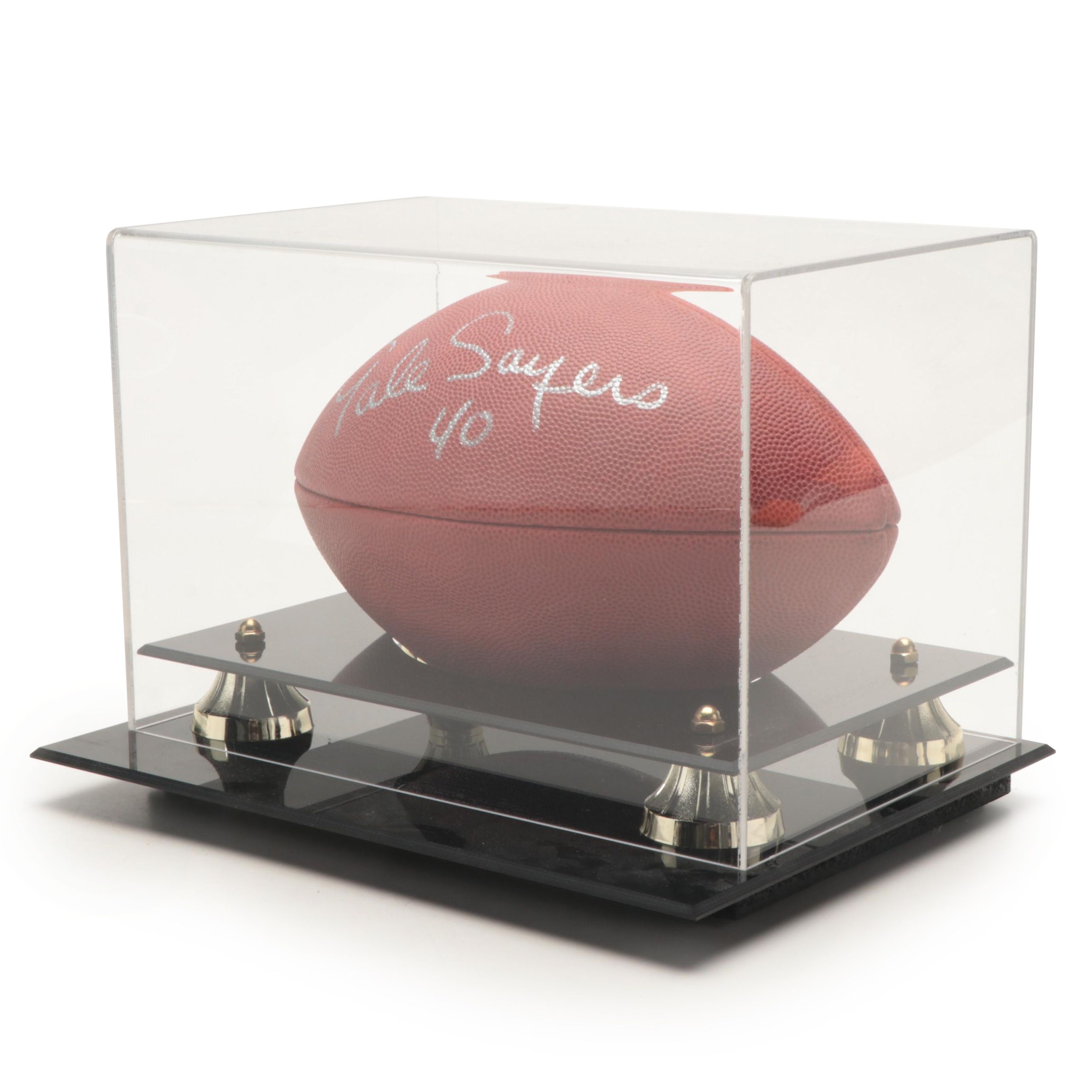 Chicago Bears Gale Sayers #40 Signed Wilson Football in Display Case