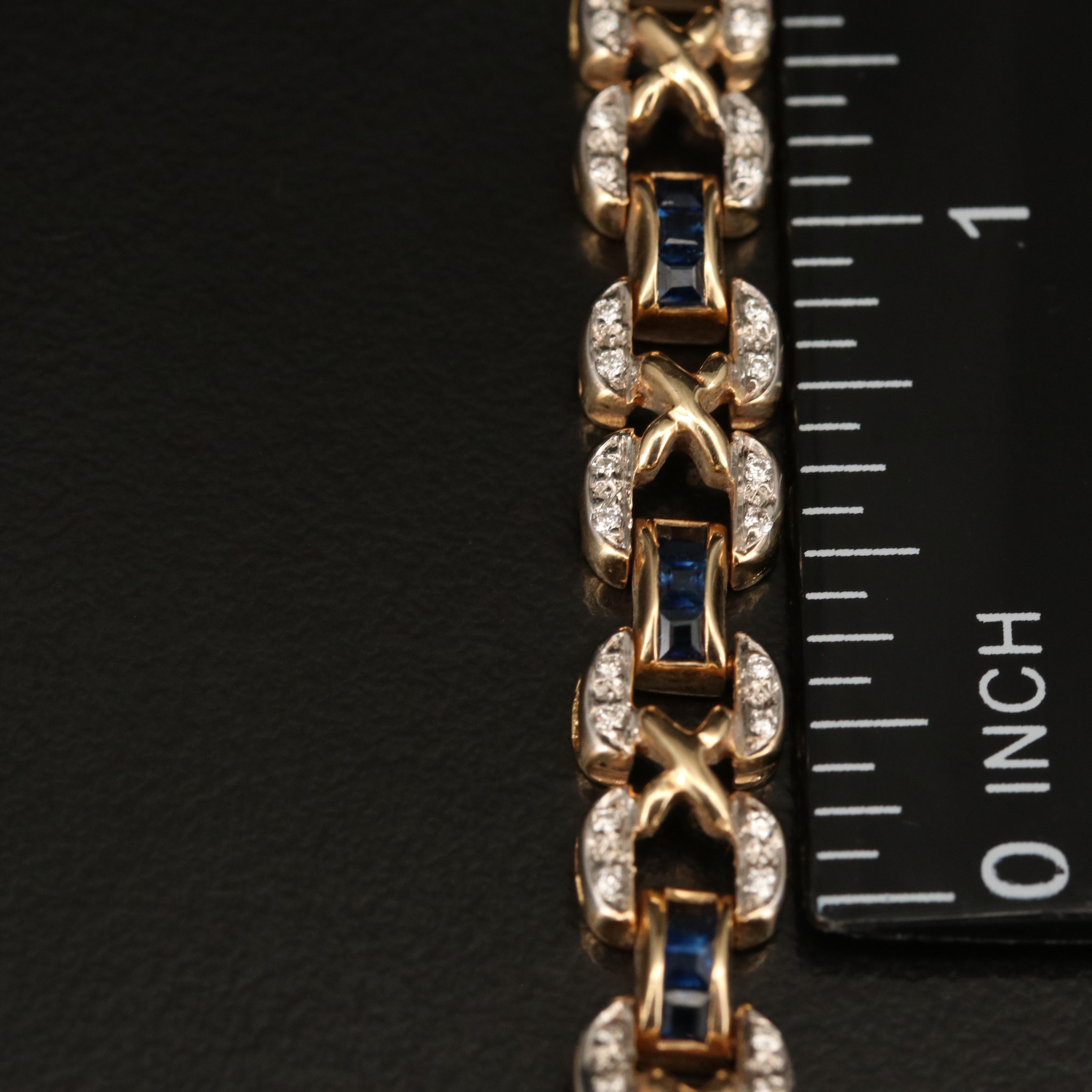 14K Sapphire and Diamond Link Bracelet