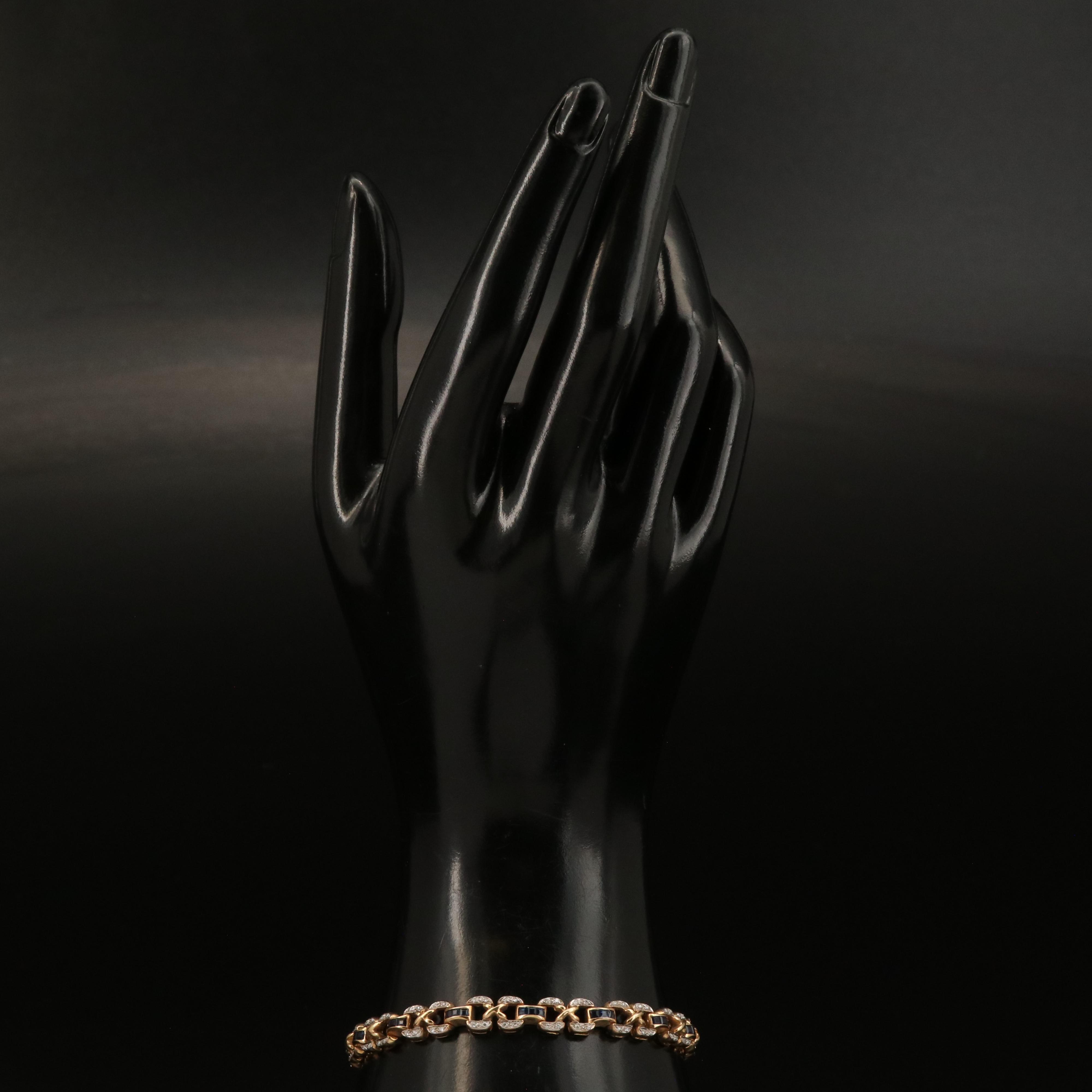 14K Sapphire and Diamond Link Bracelet