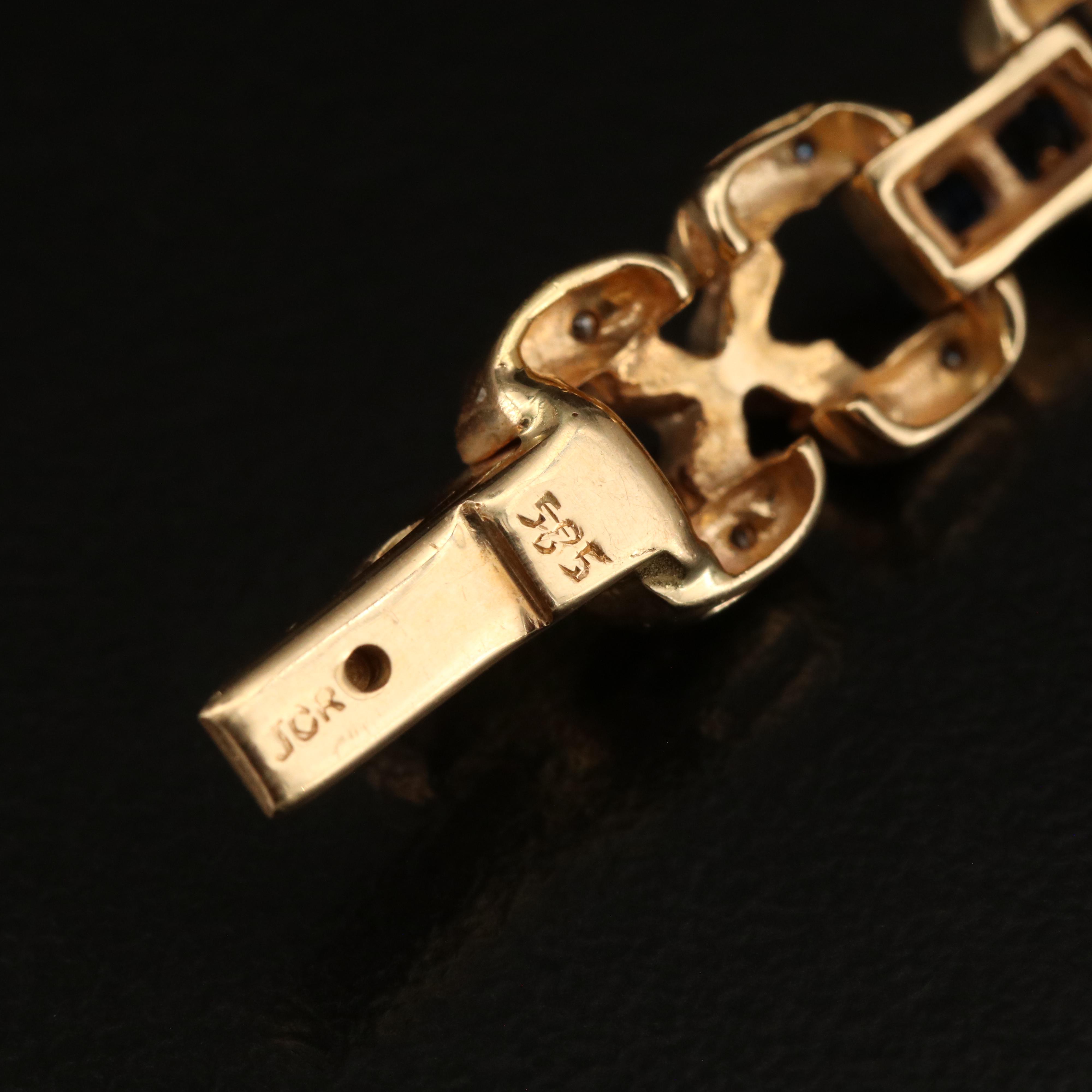 14K Sapphire and Diamond Link Bracelet