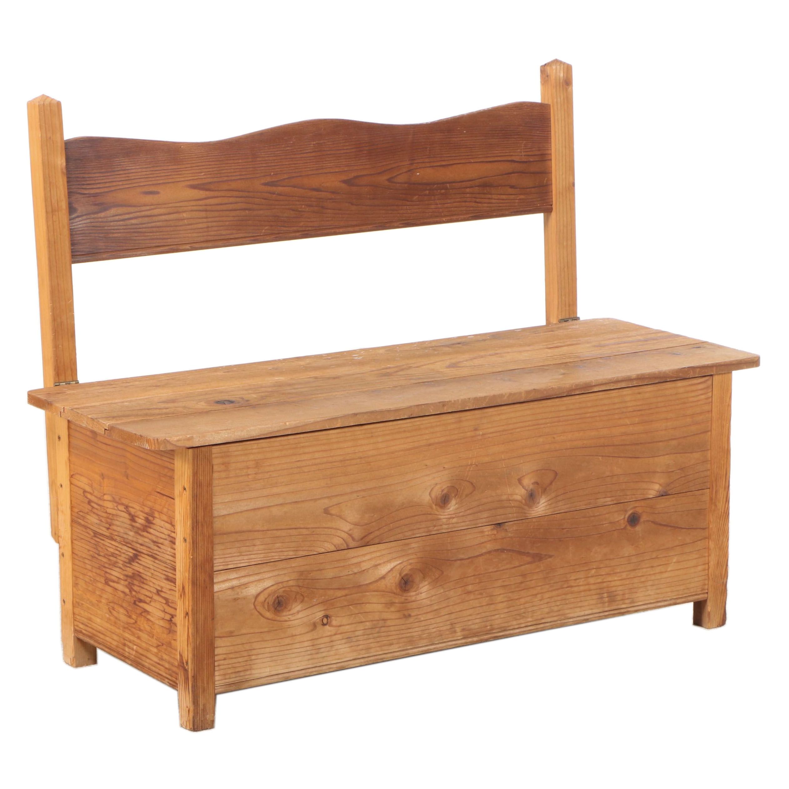 Pine Deacon's Storage Bench with Hinged Seat