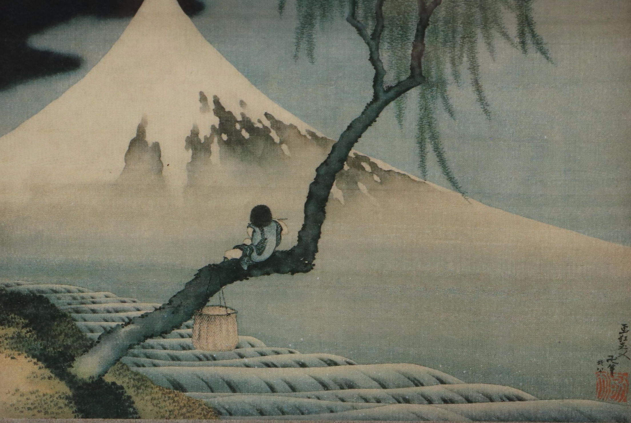 Offset Lithograph After Katsushika Hokusai "Boy Viewing Mount Fuji"