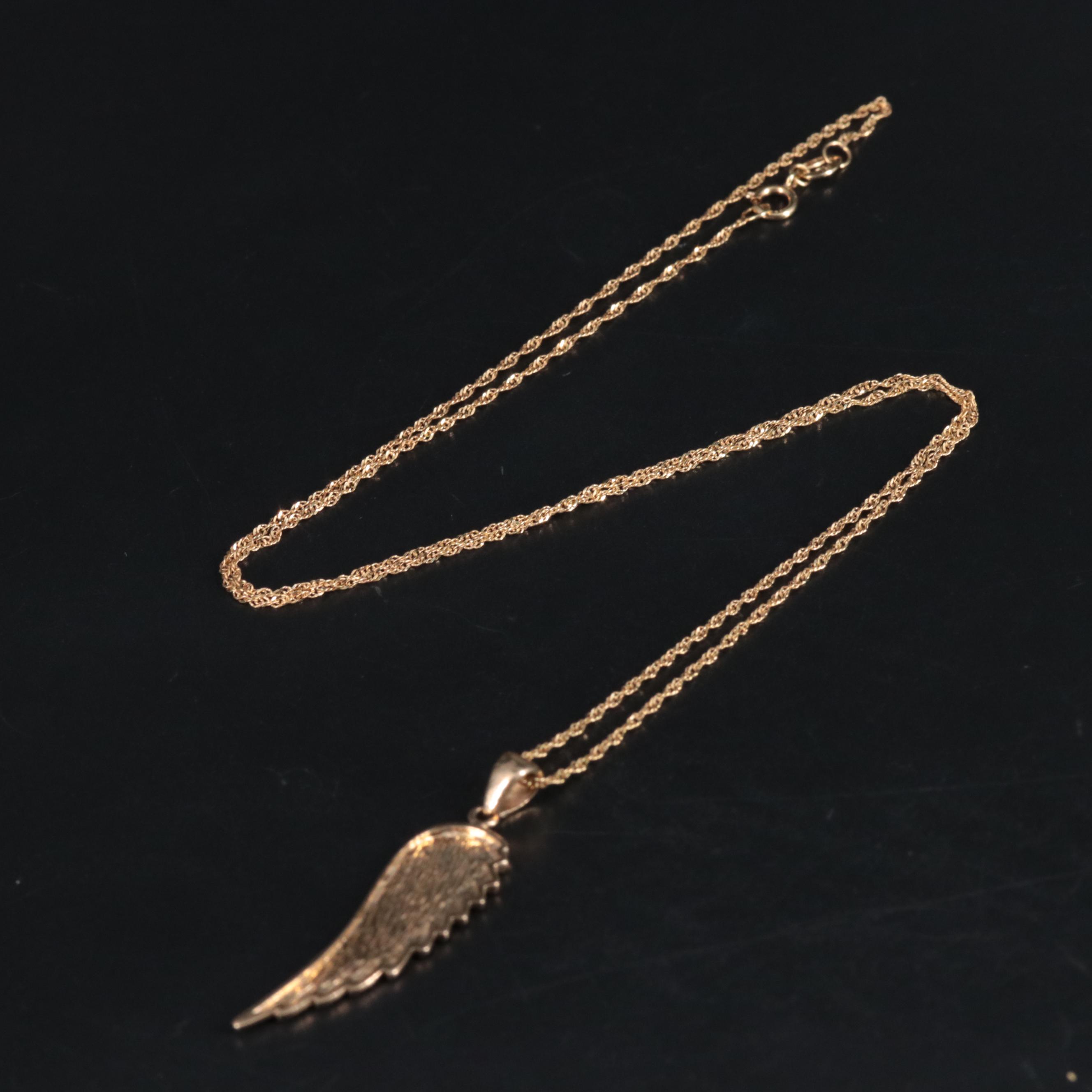 14K Wing Pendant Necklace