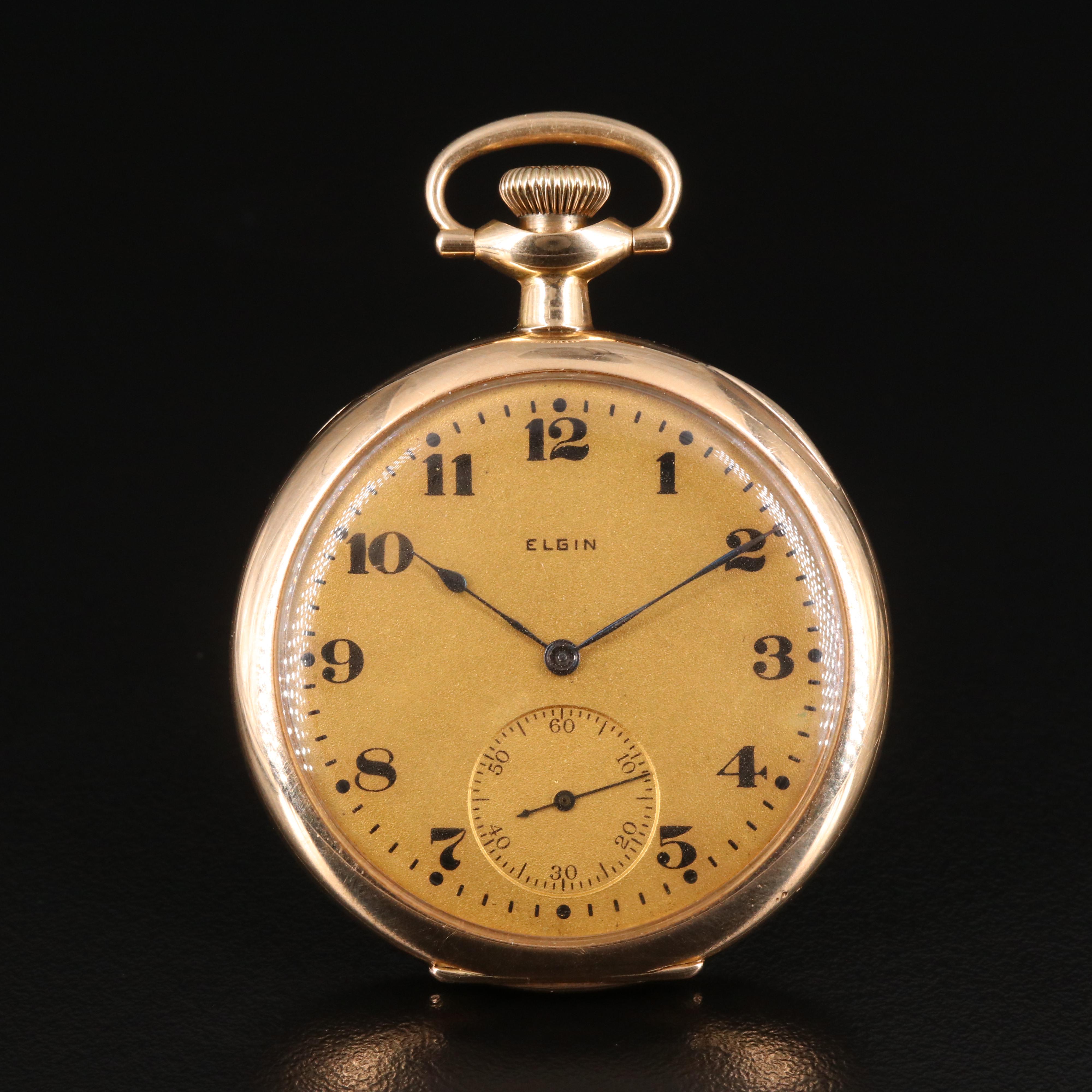 14K Elgin Open Face Pocket Watch