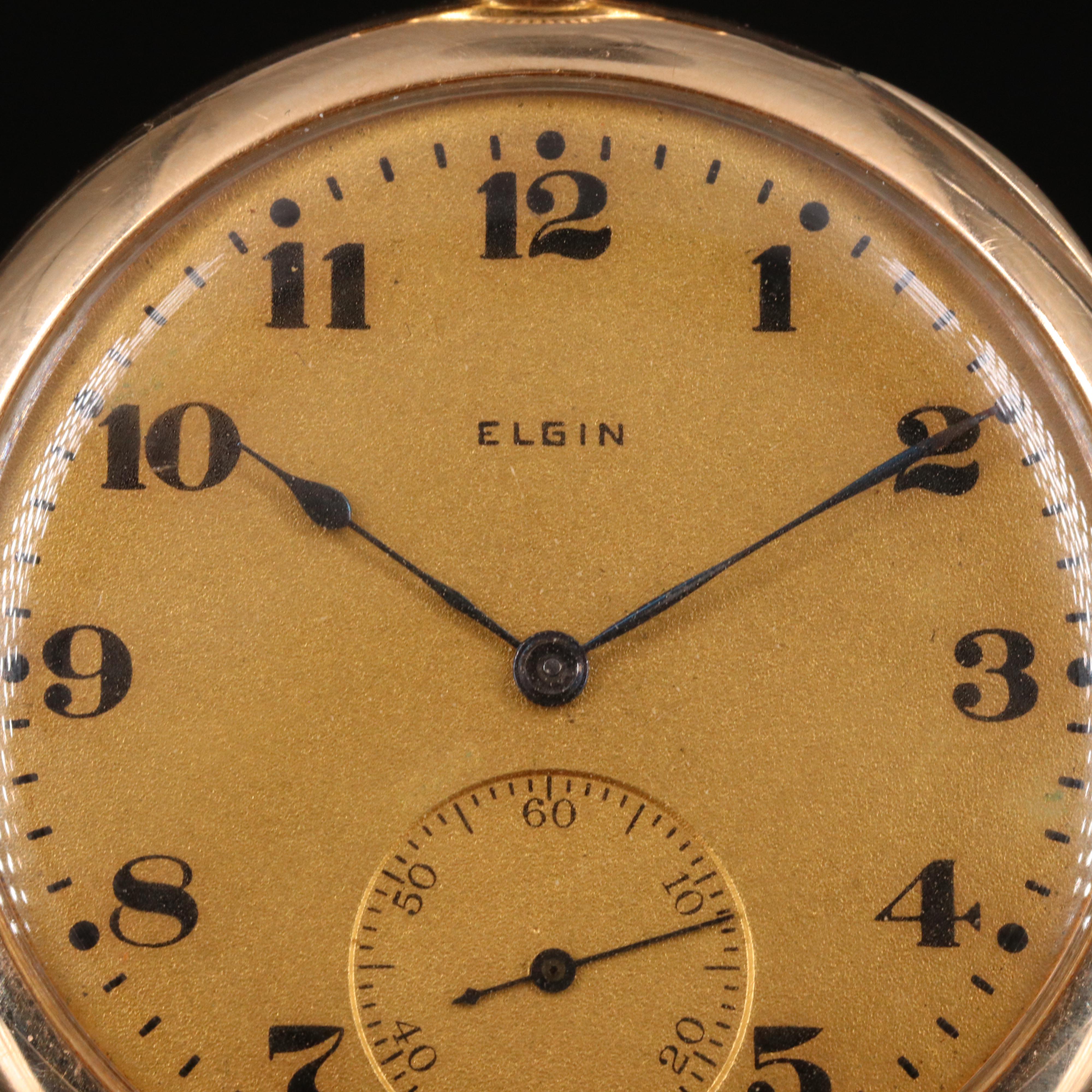 14K Elgin Open Face Pocket Watch