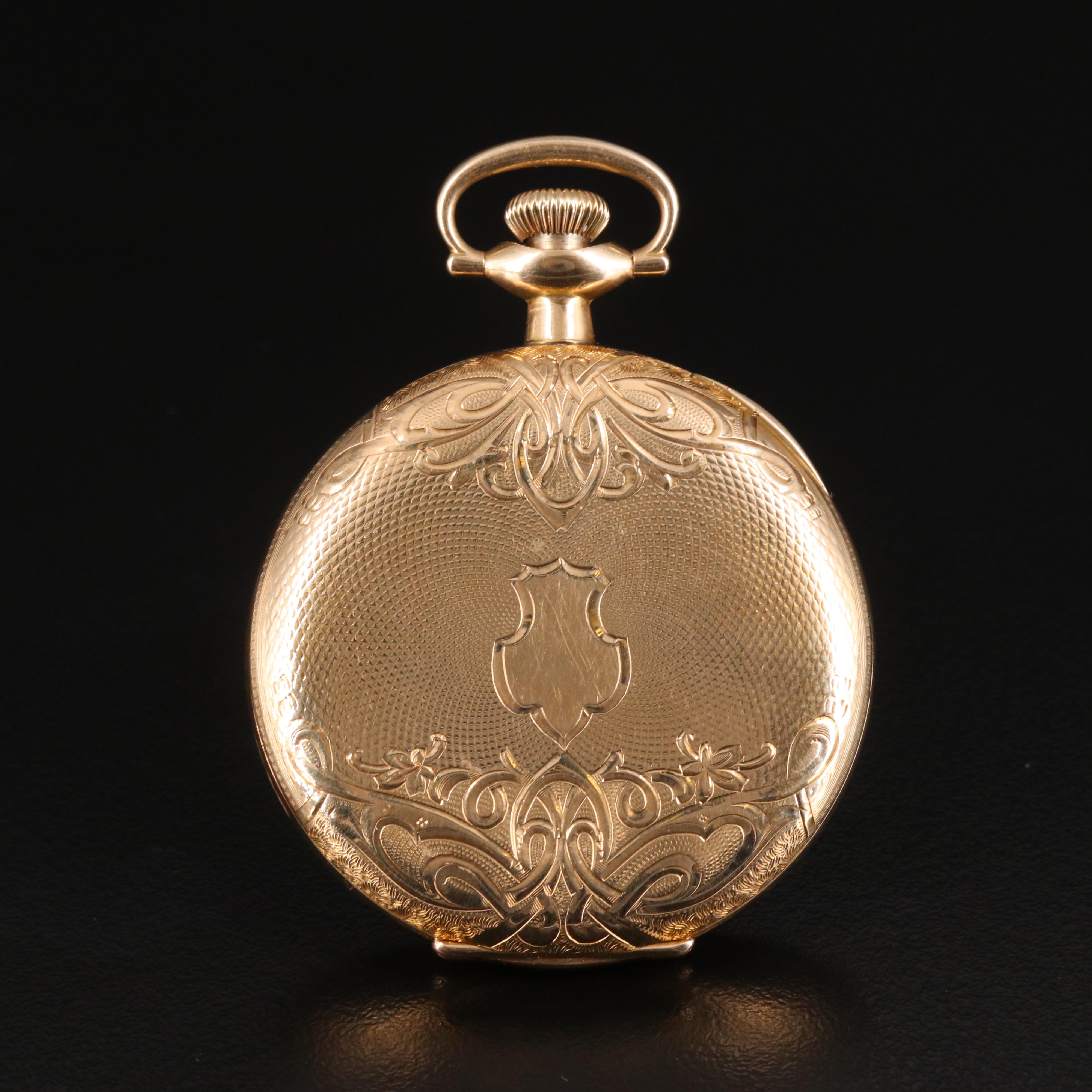 14K Elgin Open Face Pocket Watch