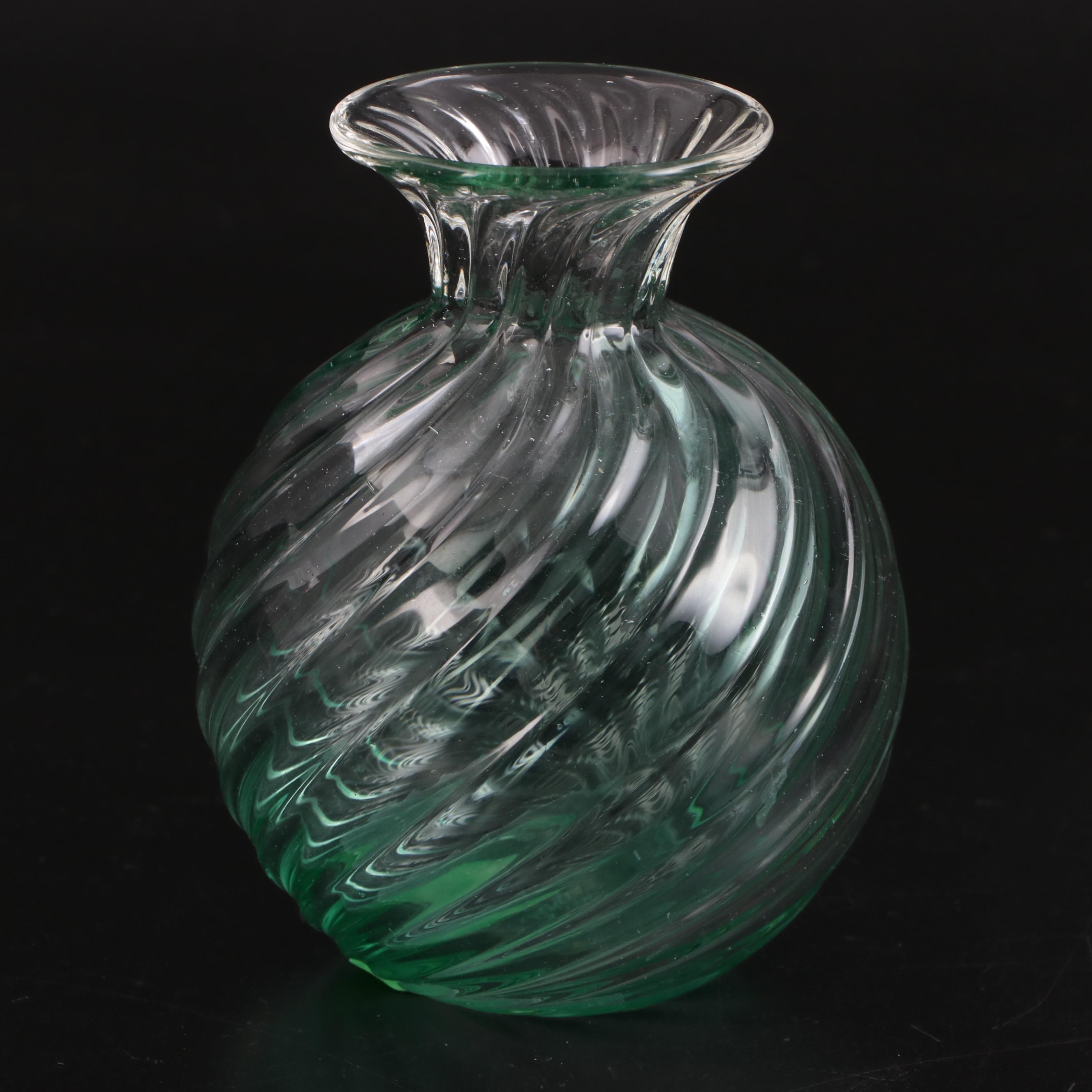 Murano Glass Bud Vase with Other Glass Trinket Box and Assortment of Seashells