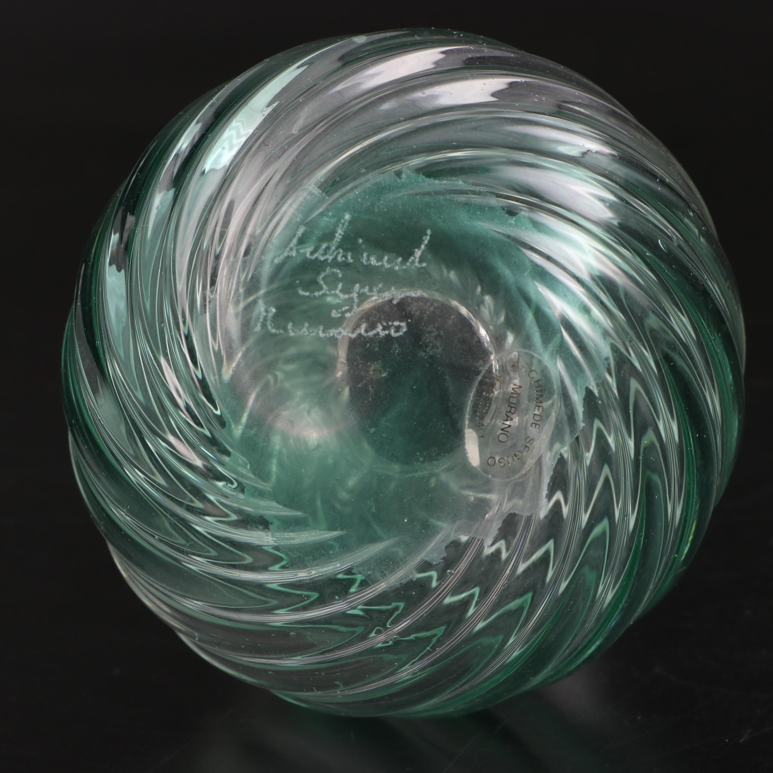 Murano Glass Bud Vase with Other Glass Trinket Box and Assortment of Seashells