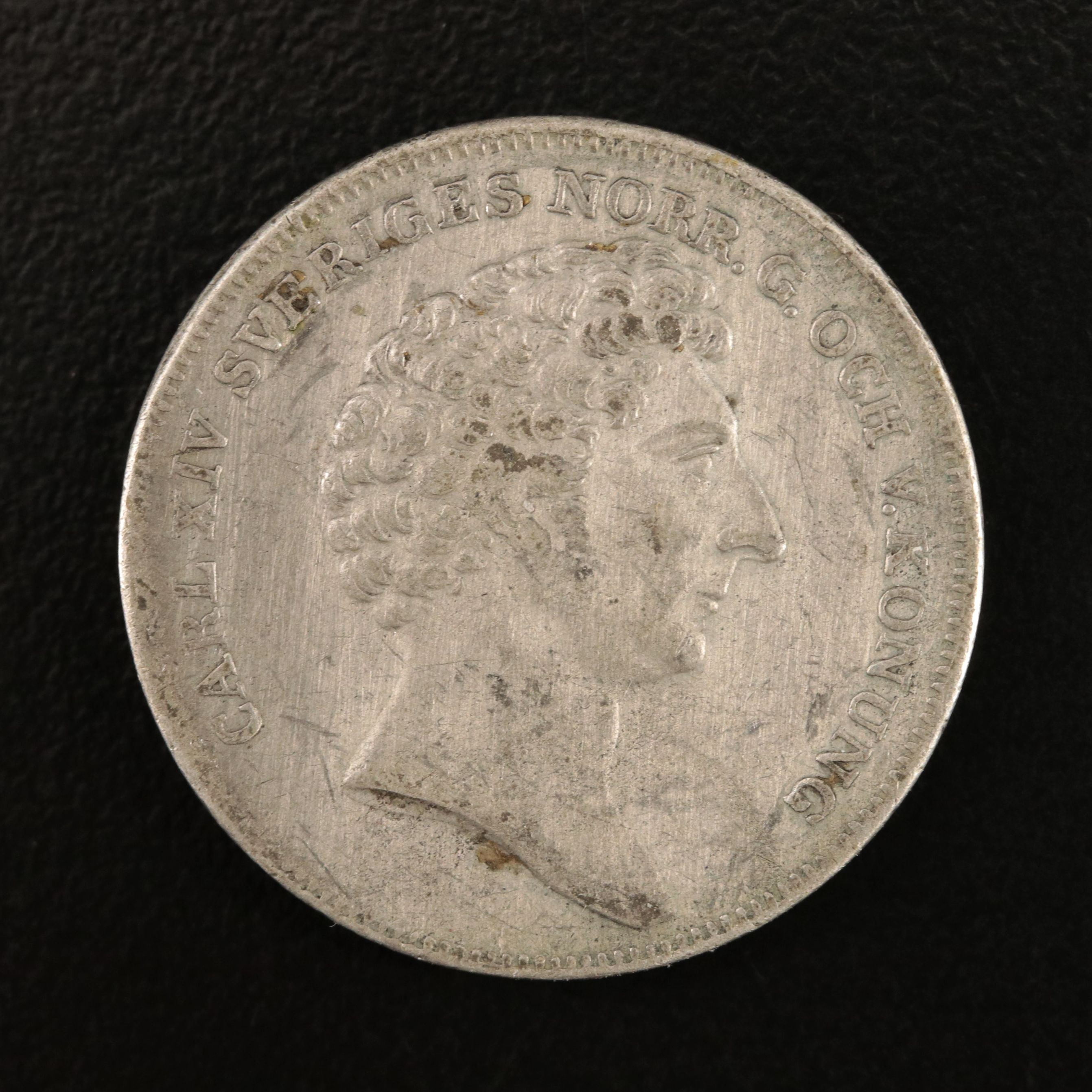 1834 Swedish 1/4 Riksdaler Silver Coin