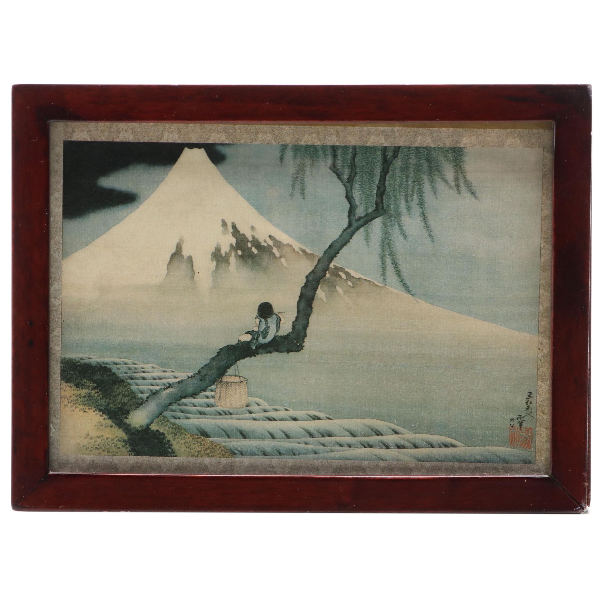 Offset Lithograph After Katsushika Hokusai "Boy Viewing Mount Fuji"