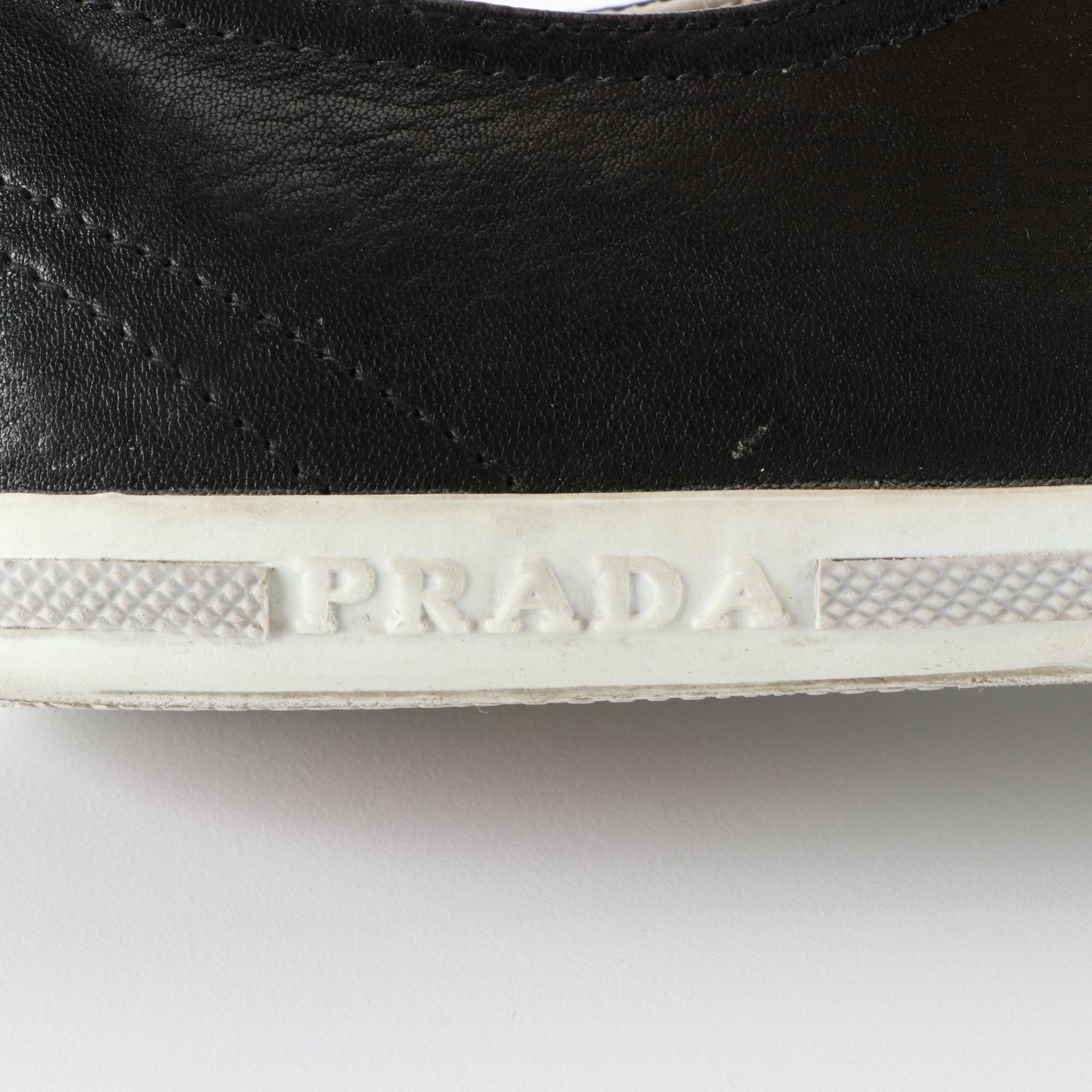 Prada Linea Rossa Low Top Sneakers in Black Leather