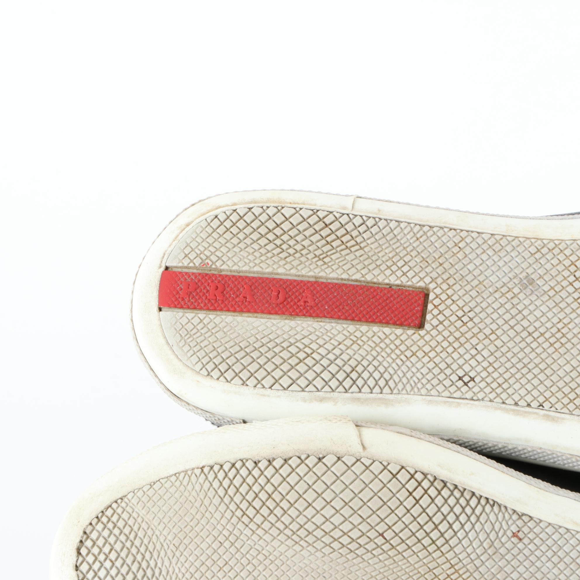 Prada Linea Rossa Low Top Sneakers in Black Leather