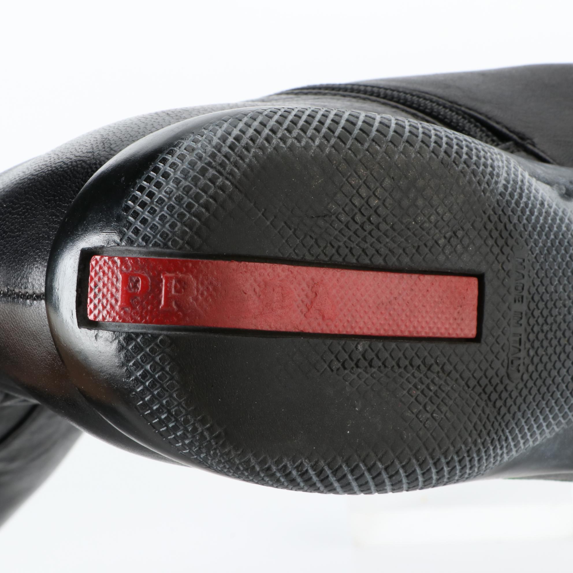 Prada Sport Mid-Calf Leather Boots in Black Leather