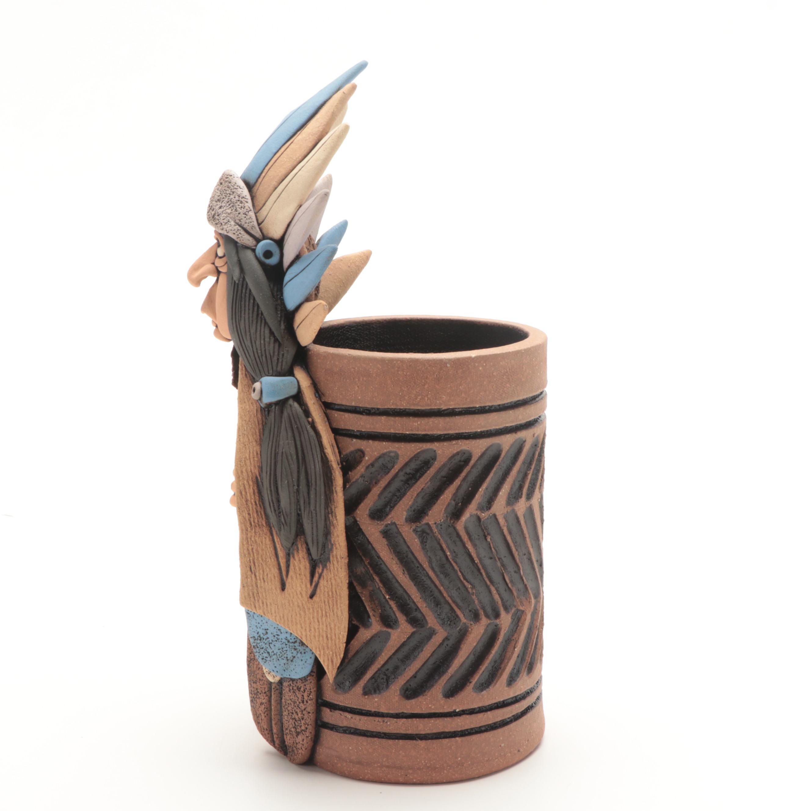 Signed Rex Benson Pottery Native American Ceramic Vessel