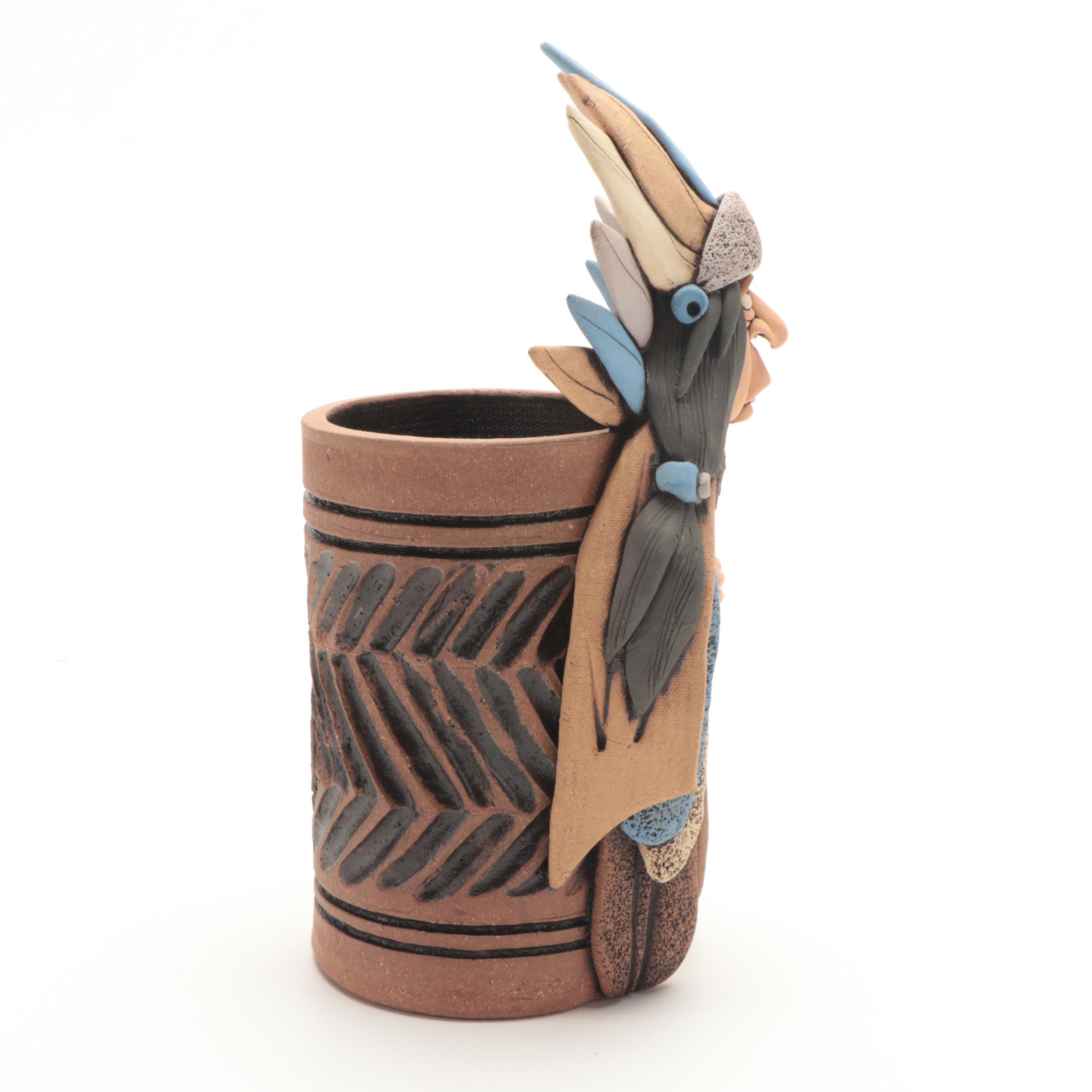 Signed Rex Benson Pottery Native American Ceramic Vessel