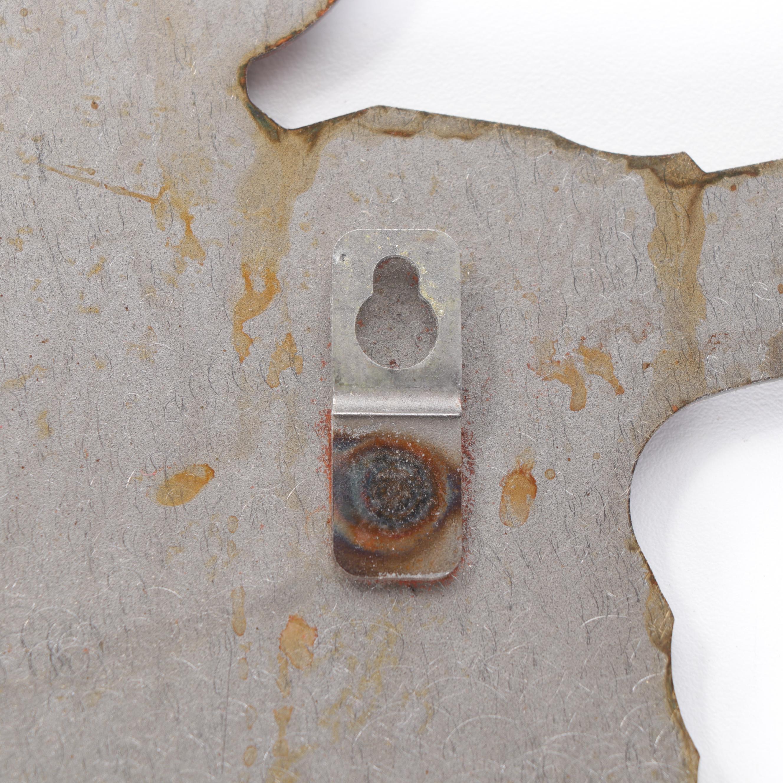 Distressed Metal Cowboy Silhouette Wall Plaque, Contemporary