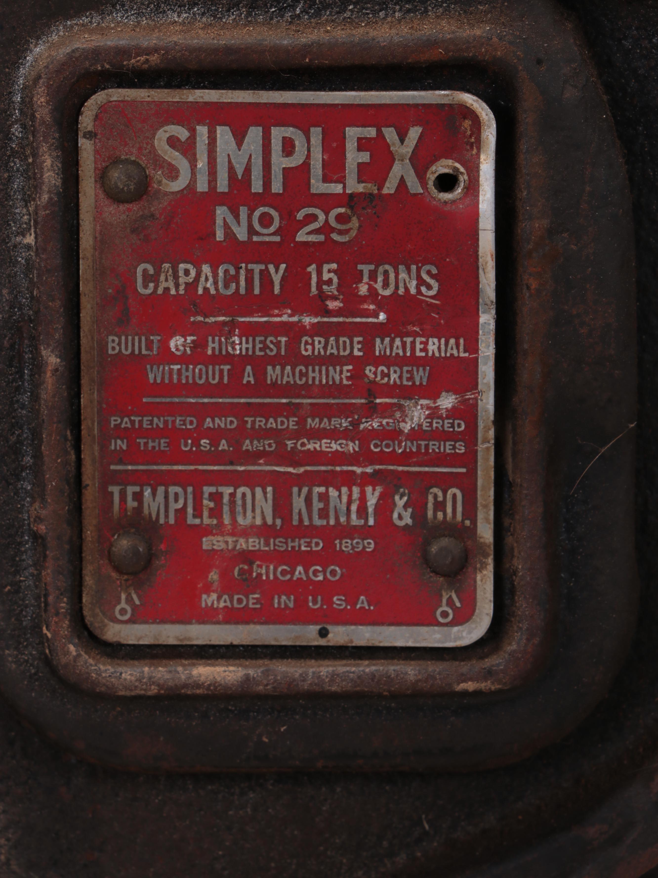 Pair of Simplex 15-Ton No. 29 Railroad Mechanical Jacks